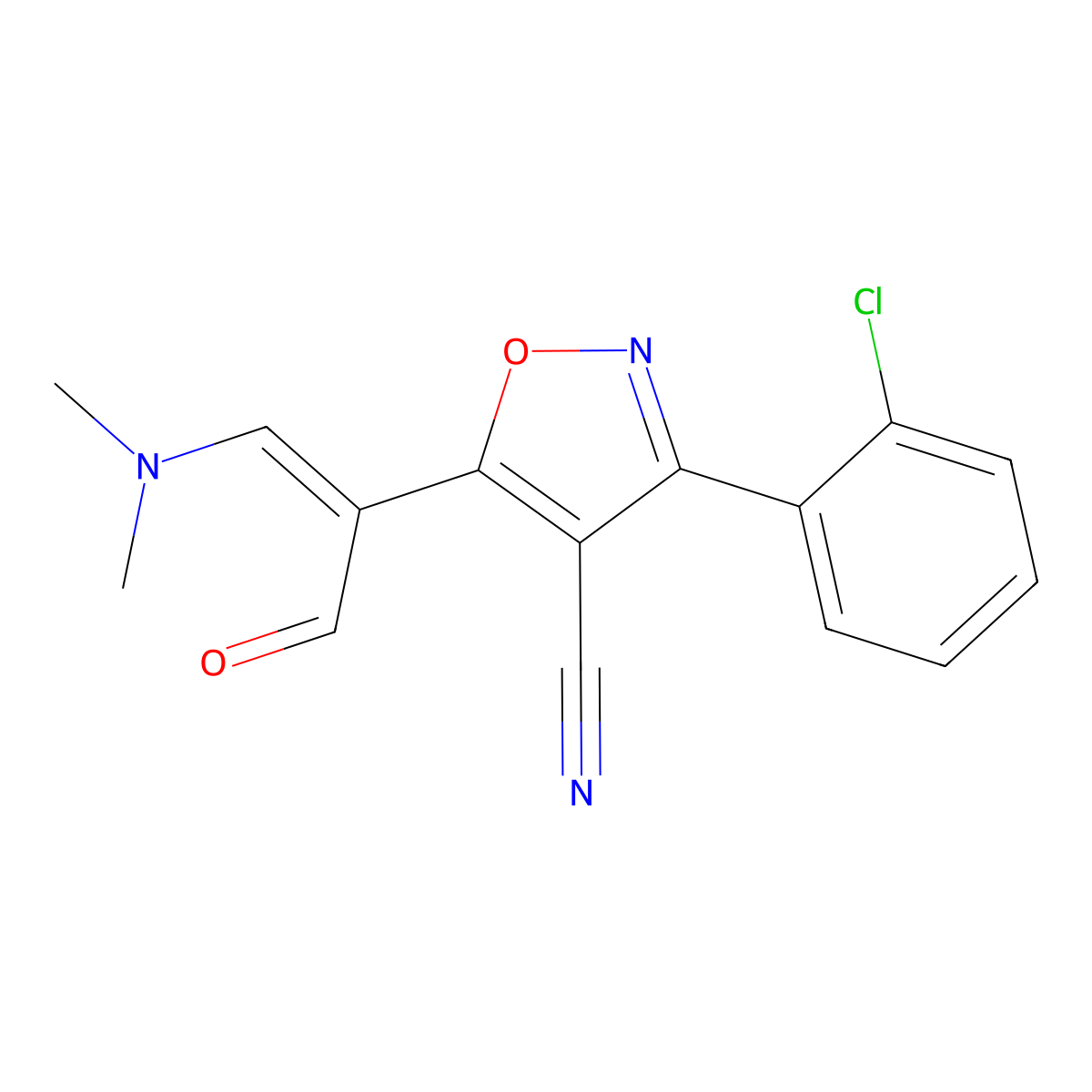 3-(2-Chlorophenyl)-5-[2-(dimethylamino)-1-formylvinyl]-4-isoxazolecarbonitrile molecular structure, CAS 400087-67-4