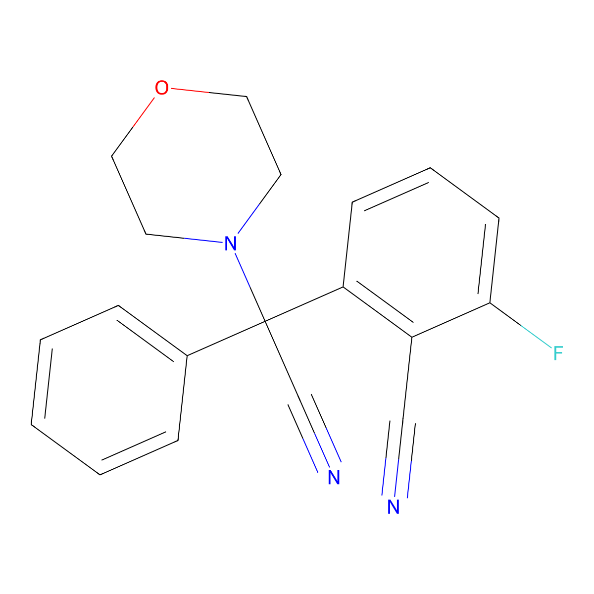 2-[Cyano(morpholino)phenylmethyl]-6-fluorobenzenecarbonitrile molecular structure, CAS 400087-70-9