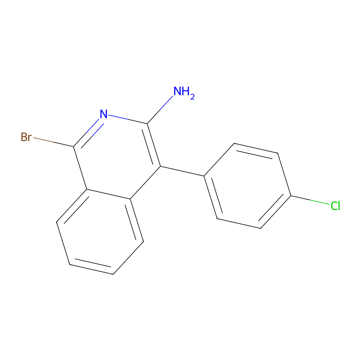 1-Bromo-4-(4-chlorophenyl)isoquinolin-3-amine molecular structure, CAS 400087-74-3