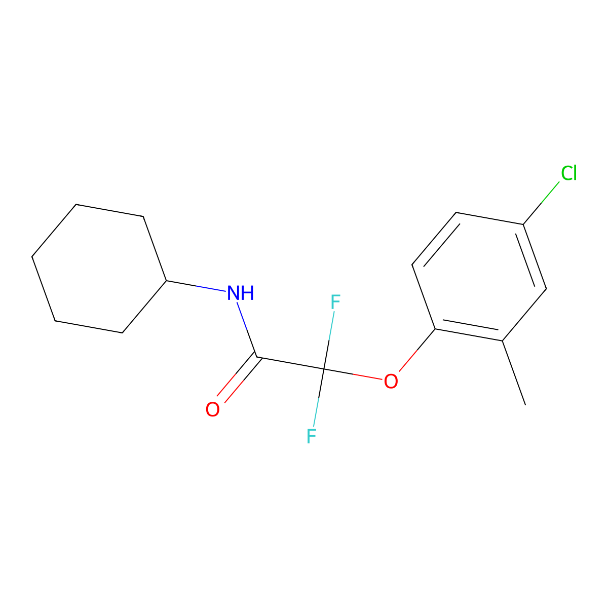 2-(4-chloro-2-methylphenoxy)-N-cyclohexyl-2,2-difluoroacetamide molecular structure, CAS 400087-81-2