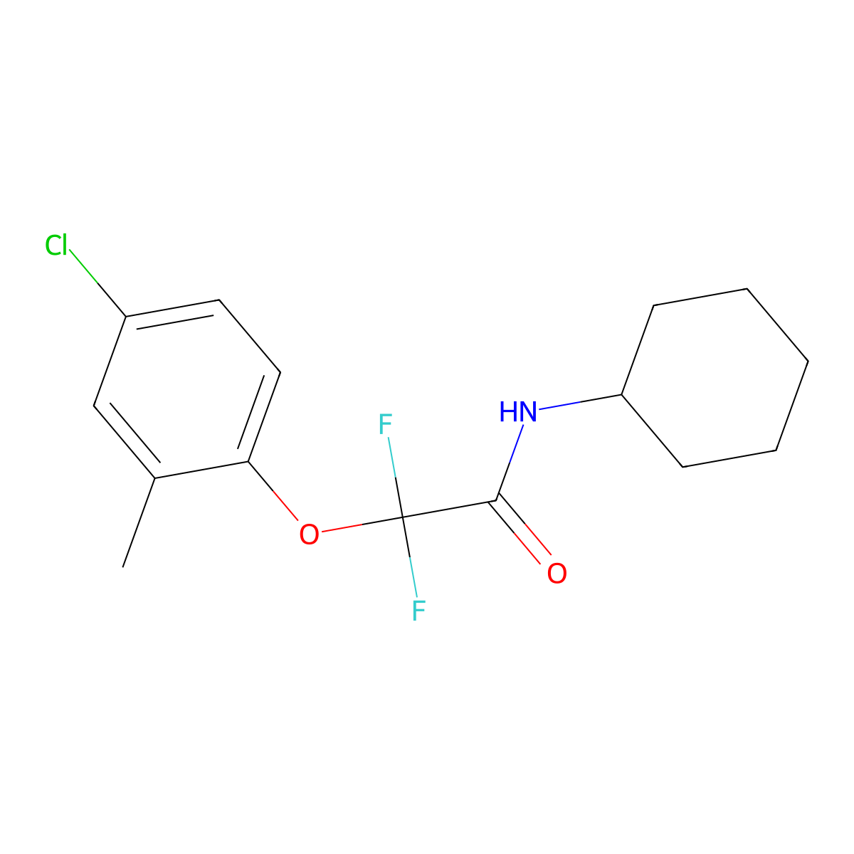 2-(4-chloro-2-methylphenoxy)-N-cyclohexyl-2,2-difluoroacetamide molecular structure, CAS 400087-81-2