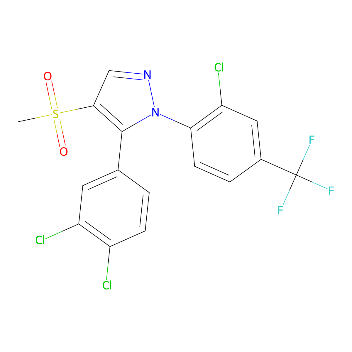 1-[2-chloro-4-(trifluoromethyl)phenyl]-5-(3,4-dichlorophenyl)-4-(methylsulfonyl)-1H-pyrazole molecular structure, CAS 400088-10-0