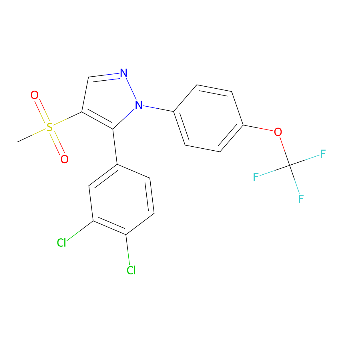 5-(3,4-dichlorophenyl)-4-(methylsulfonyl)-1-[4-(trifluoromethoxy)phenyl]-1H-pyrazole molecular structure, CAS 400088-11-1