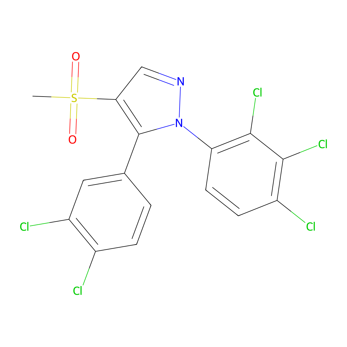 5-(3,4-dichlorophenyl)-4-(methylsulfonyl)-1-(2,3,4-trichlorophenyl)-1H-pyrazole molecular structure, CAS 400088-12-2
