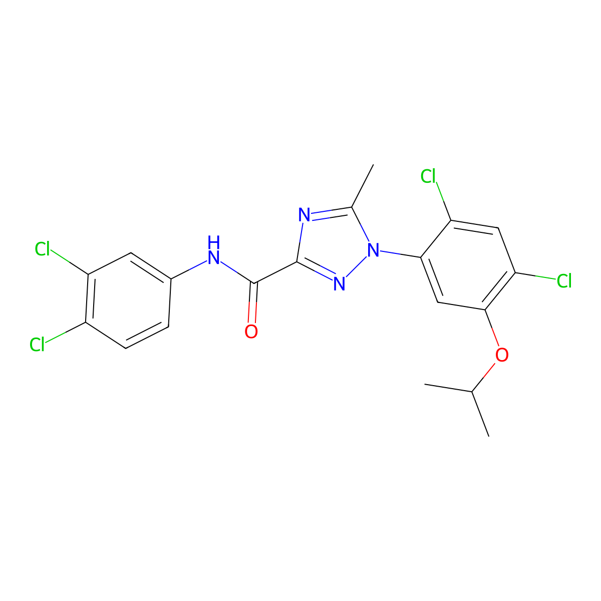 1-(2,4-dichloro-5-isopropoxyphenyl)-N-(3,4-dichlorophenyl)-5-methyl-1H-1,2,4-triazole-3-carboxamide molecular structure, CAS 400088-28-0