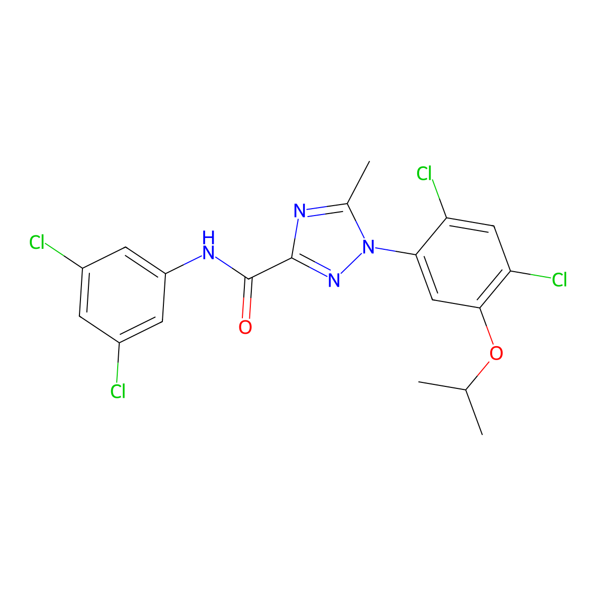 1-(2,4-dichloro-5-isopropoxyphenyl)-N-(3,5-dichlorophenyl)-5-methyl-1H-1,2,4-triazole-3-carboxamide molecular structure, CAS 400088-30-4