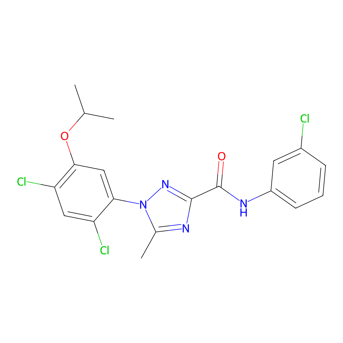 N-(3-chlorophenyl)-1-(2,4-dichloro-5-isopropoxyphenyl)-5-methyl-1H-1,2,4-triazole-3-carboxamide molecular structure, CAS 400088-32-6