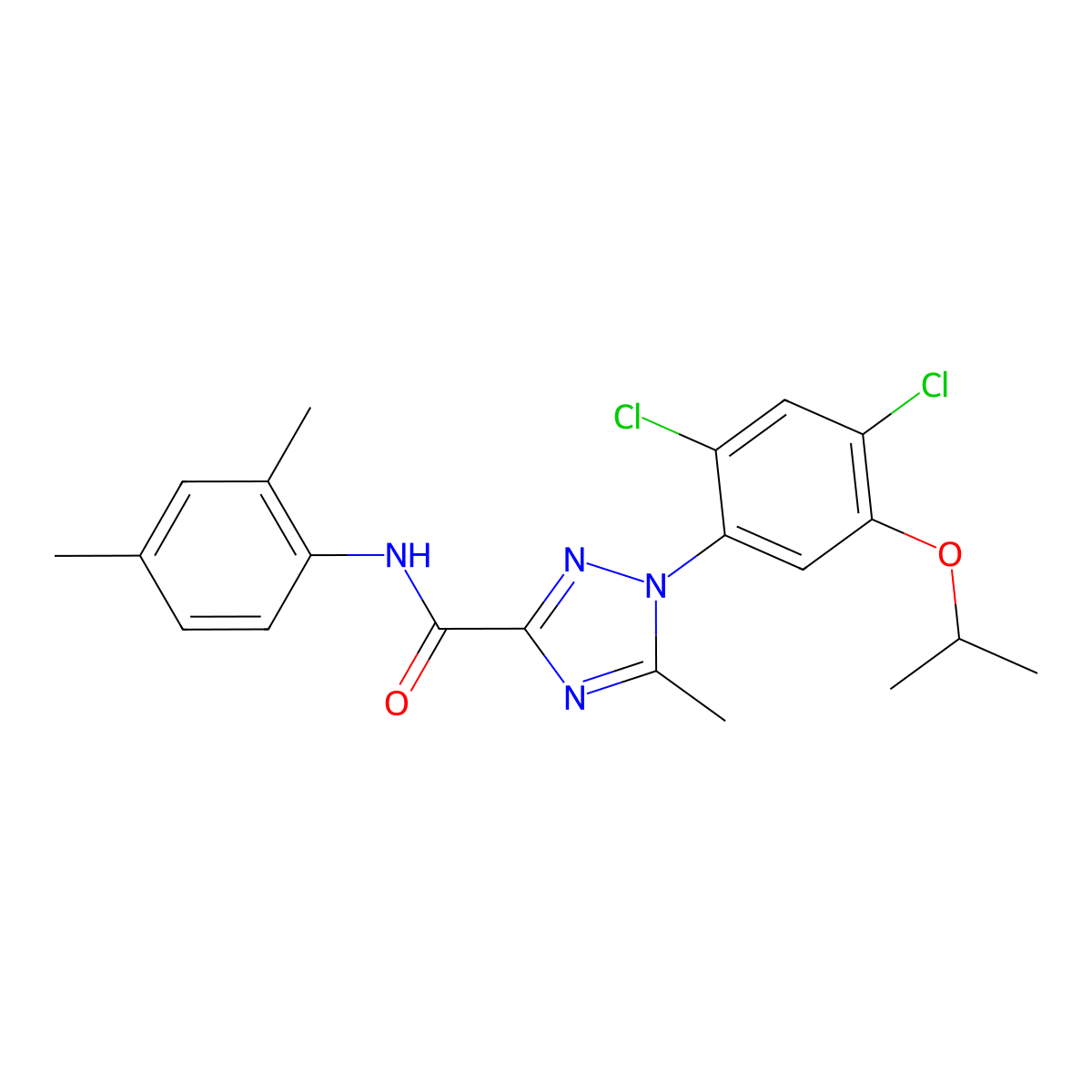 1-(2,4-dichloro-5-isopropoxyphenyl)-N-(2,4-dimethylphenyl)-5-methyl-1H-1,2,4-triazole-3-carboxamide molecular structure, CAS 400088-34-8