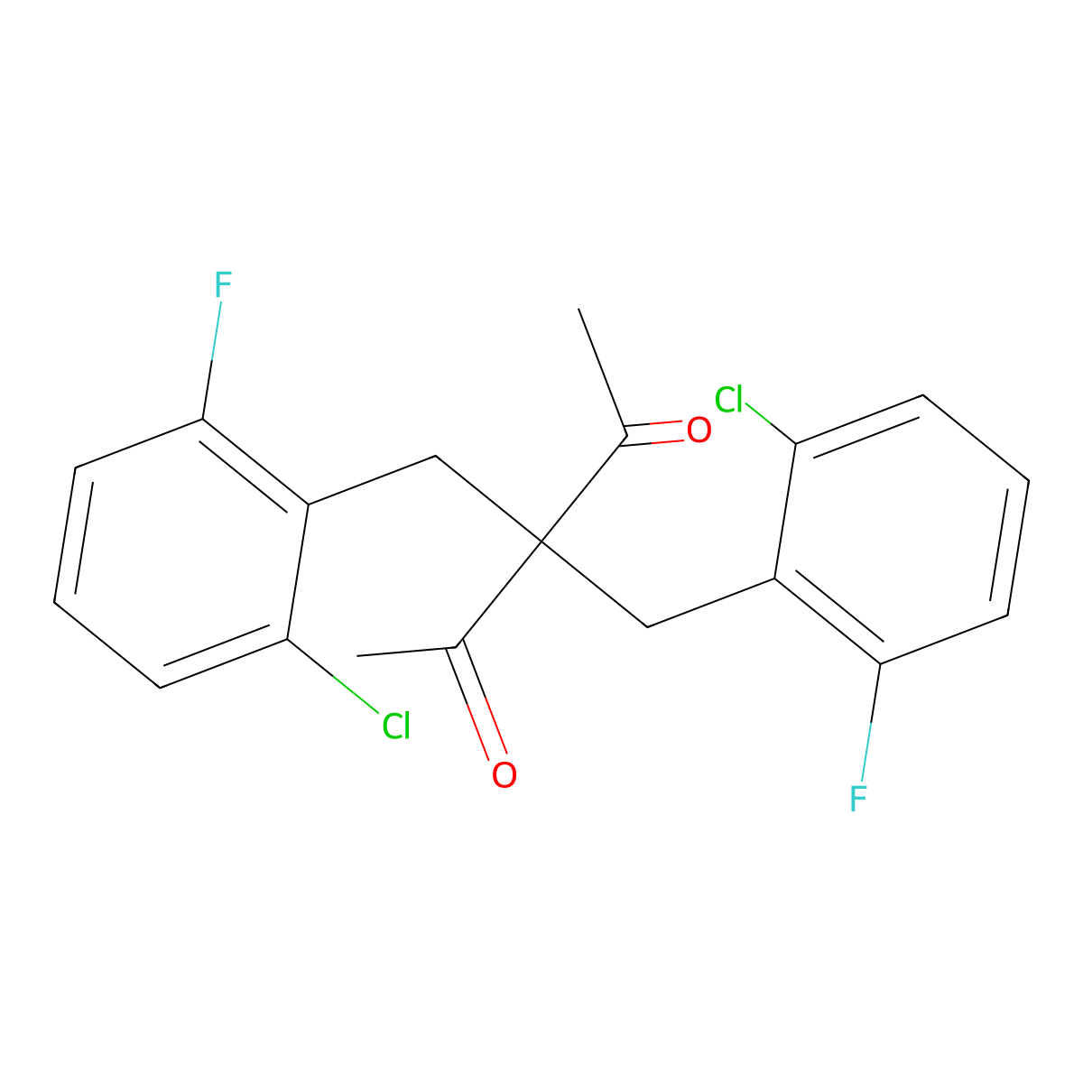 3,3-Bis(2-chloro-6-fluorobenzyl)-2,4-pentanedione molecular structure, CAS 400088-51-9