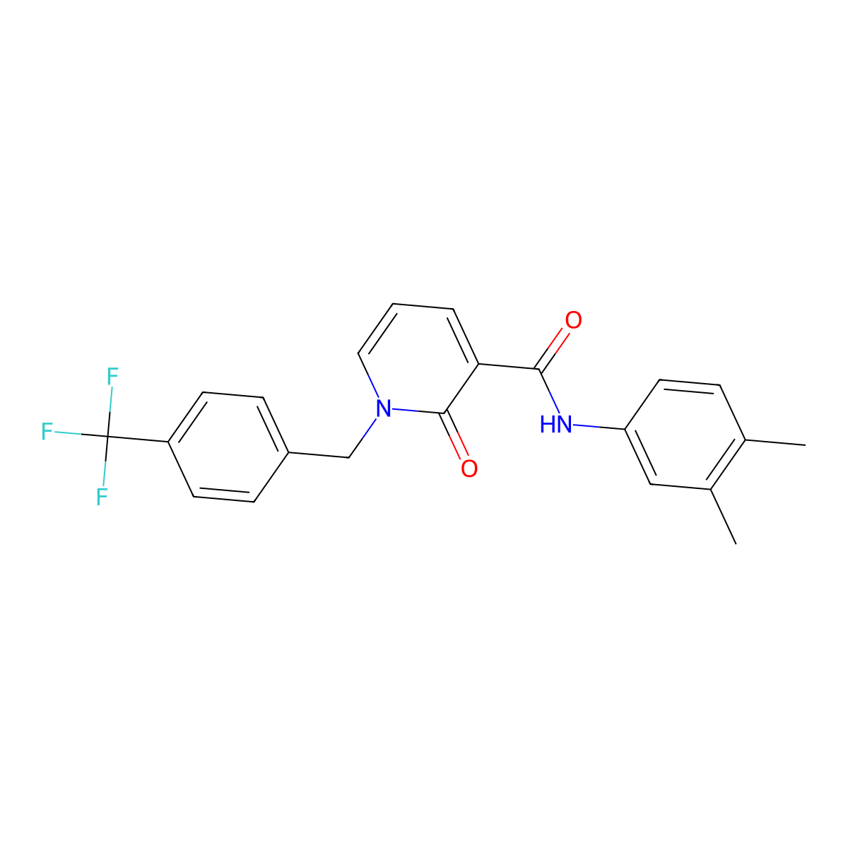 N-(3,4-dimethylphenyl)-2-oxo-1-[[4-(trifluoromethyl)phenyl]methyl]pyridine-3-carboxamide molecular structure, CAS 400088-58-6