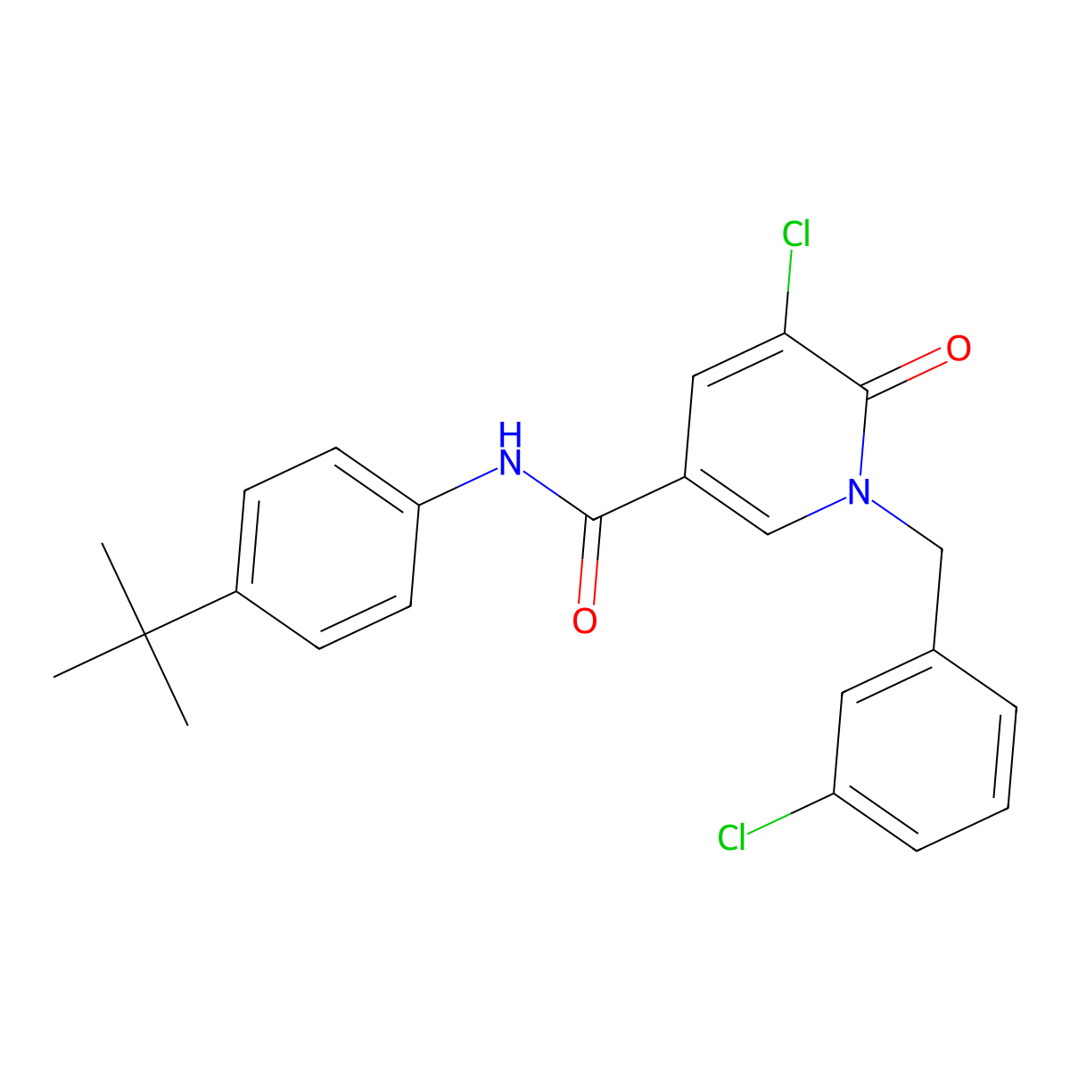 N-(4-tert-butylphenyl)-5-chloro-1-[(3-chlorophenyl)methyl]-6-oxopyridine-3-carboxamide molecular structure, CAS 400088-59-7
