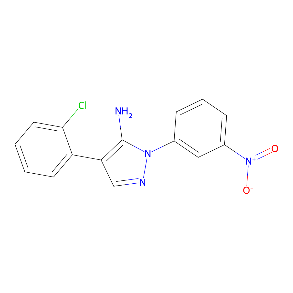 4-(2-chlorophenyl)-1-(3-nitrophenyl)-1H-pyrazol-5-amine molecular structure, CAS 400088-60-0