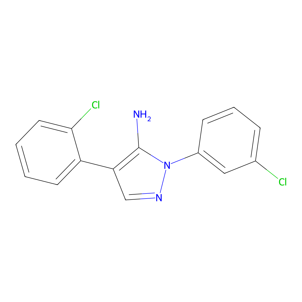 4-(2-chlorophenyl)-1-(3-chlorophenyl)-1H-pyrazol-5-amine molecular structure, CAS 400088-61-1