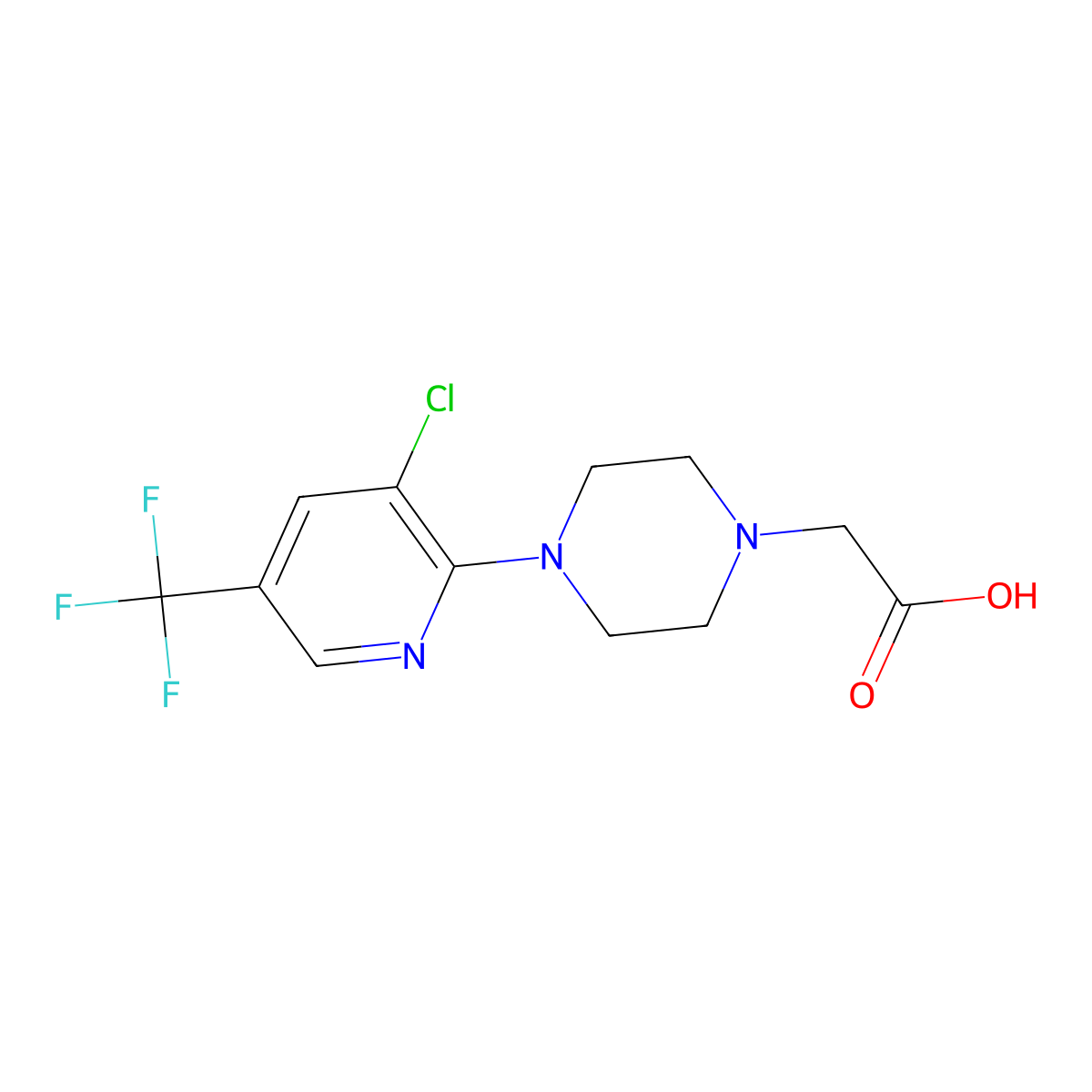 2-{4-[3-Chloro-5-(trifluoromethyl)-2-pyridinyl]piperazino}acetic acid molecular structure, CAS 400088-70-2