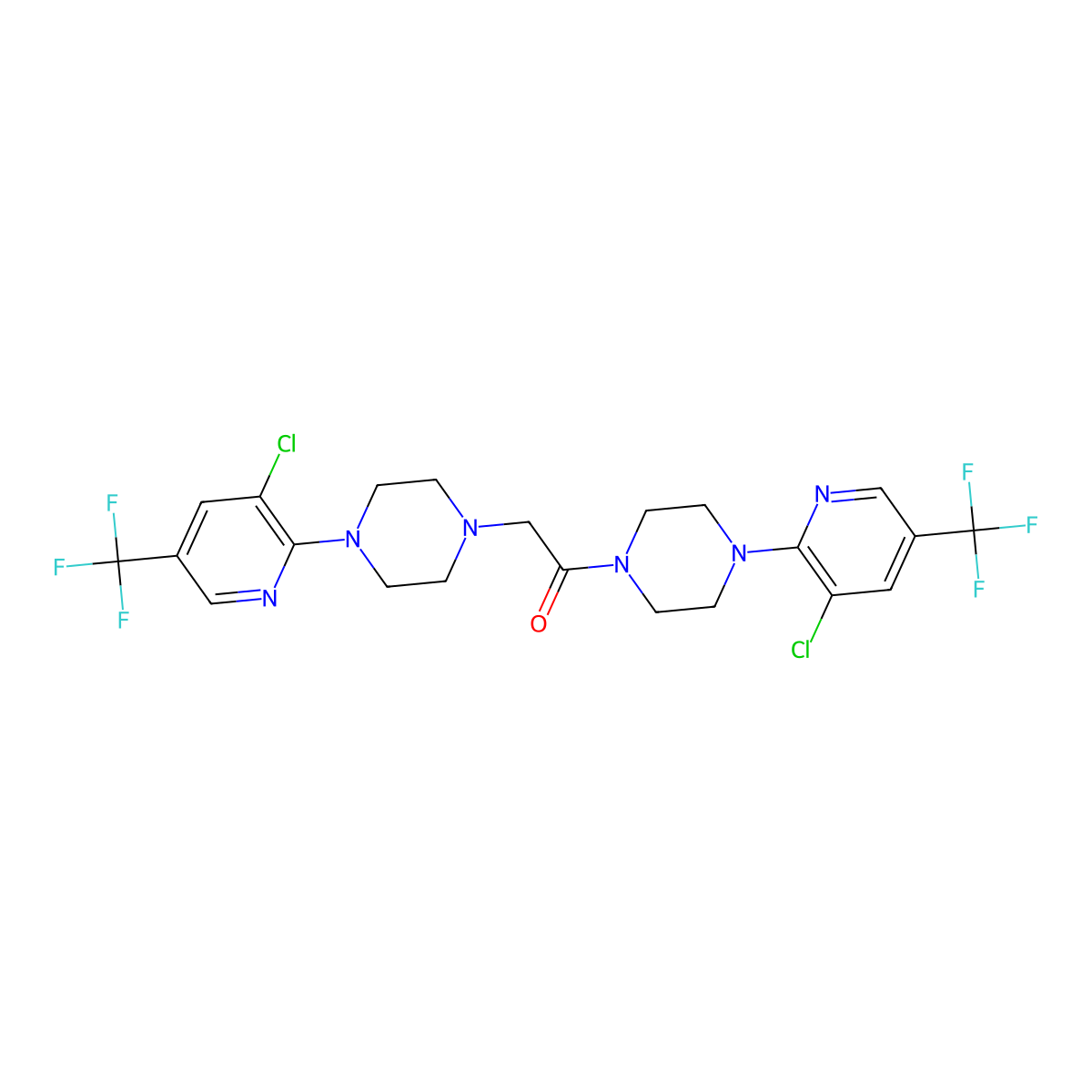 1,2-Bis{4-[3-chloro-5-(trifluoromethyl)-2-pyridinyl]piperazino}-1-ethanone molecular structure, CAS 400088-71-3