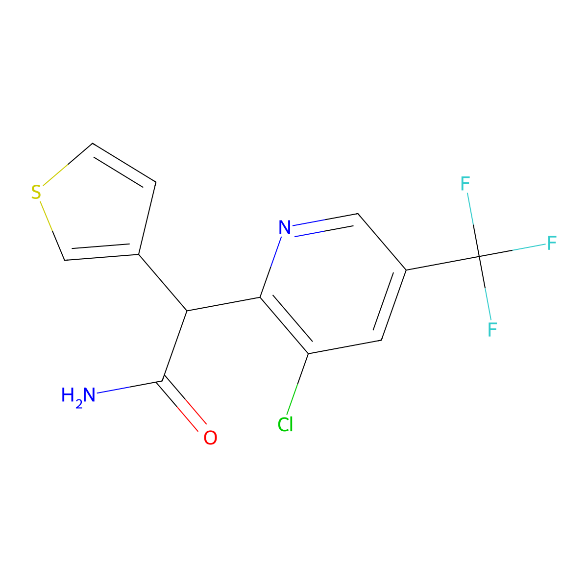 2-[3-Chloro-5-(trifluoromethyl)-2-pyridinyl]-2-(3-thienyl)acetamide molecular structure, CAS 400088-72-4