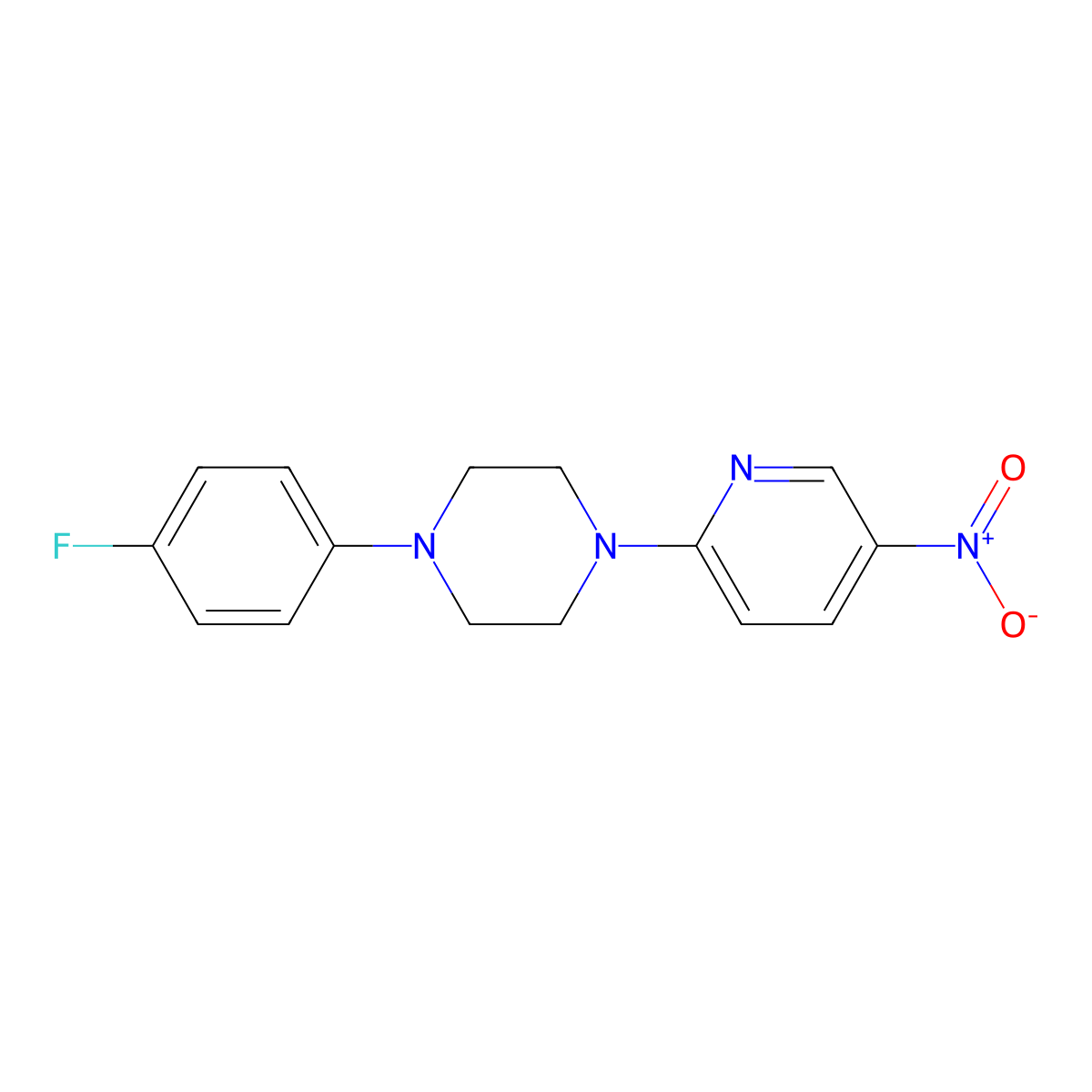 1-(4-Fluorophenyl)-4-(5-nitropyridin-2-yl)piperazine molecular structure, CAS 400088-82-6