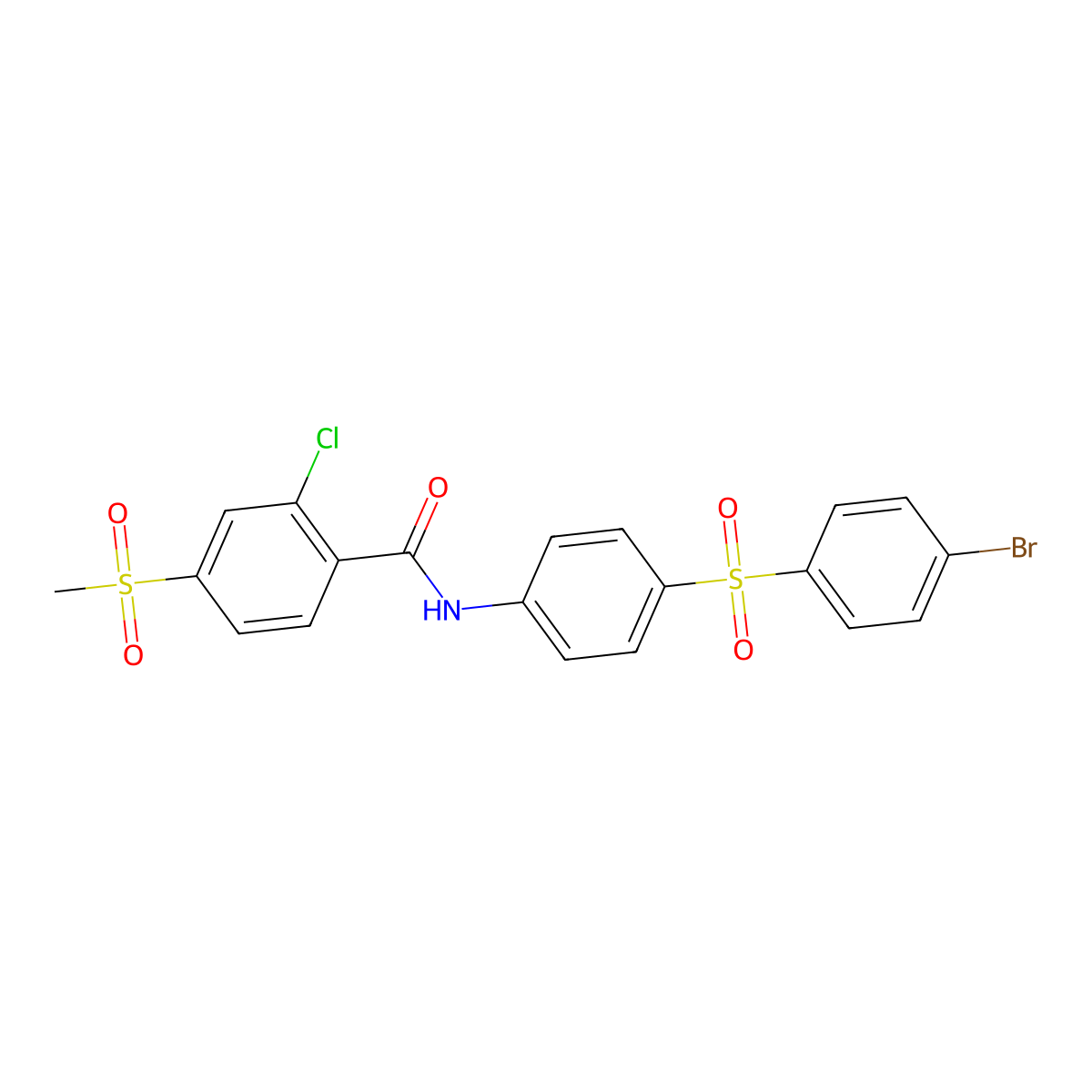 N-{4-[(4-bromophenyl)sulfonyl]phenyl}-2-chloro-4-(methylsulfonyl)benzenecarboxamide molecular structure, CAS 400088-88-2