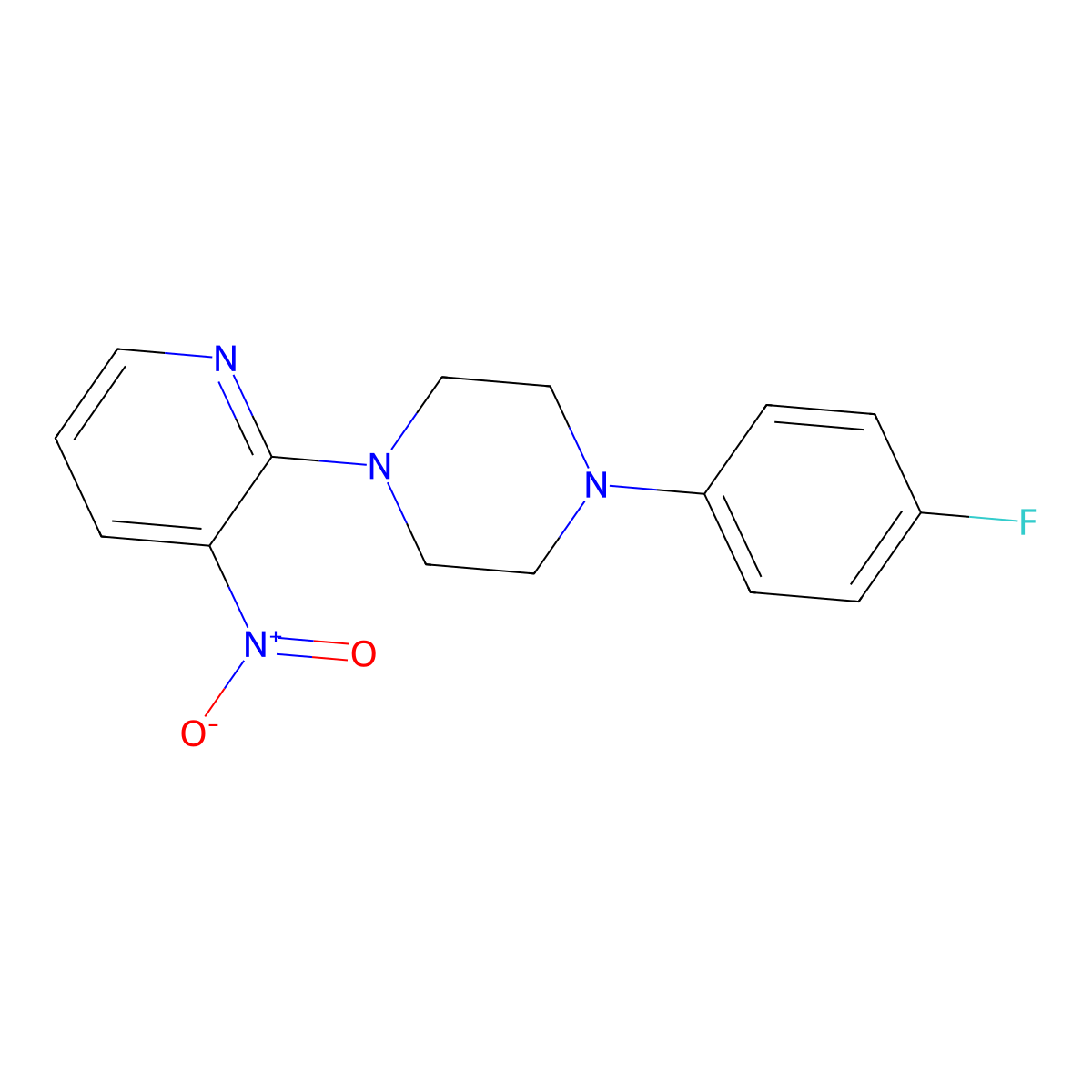 1-(4-Fluorophenyl)-4-(3-nitropyridin-2-yl)piperazine molecular structure, CAS 400088-90-6