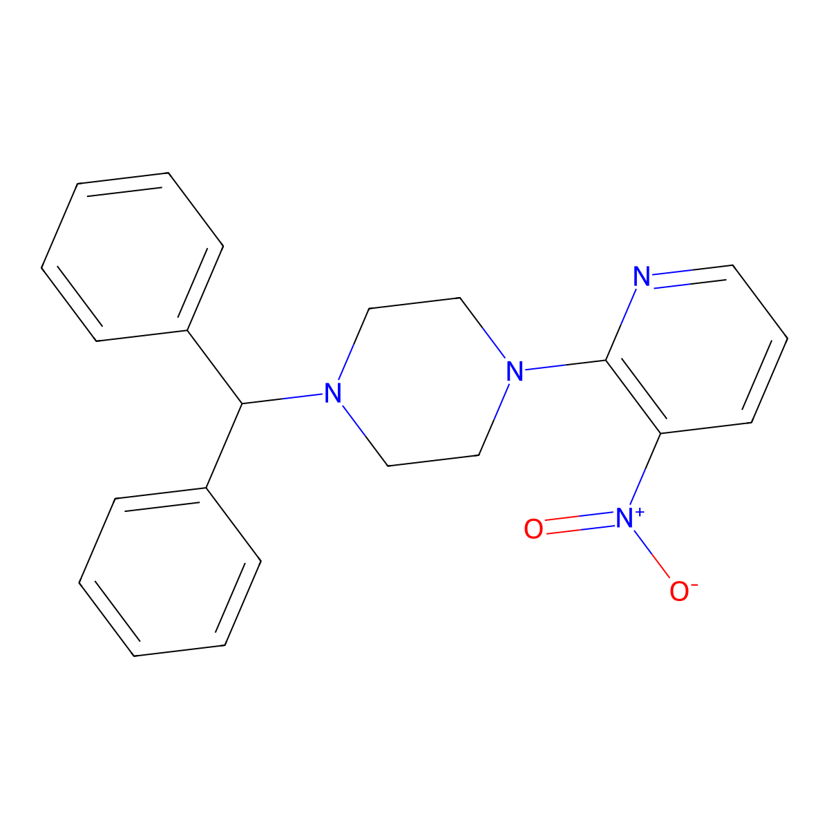1-Benzhydryl-4-(3-nitro-2-pyridinyl)piperazine molecular structure, CAS 400088-91-7