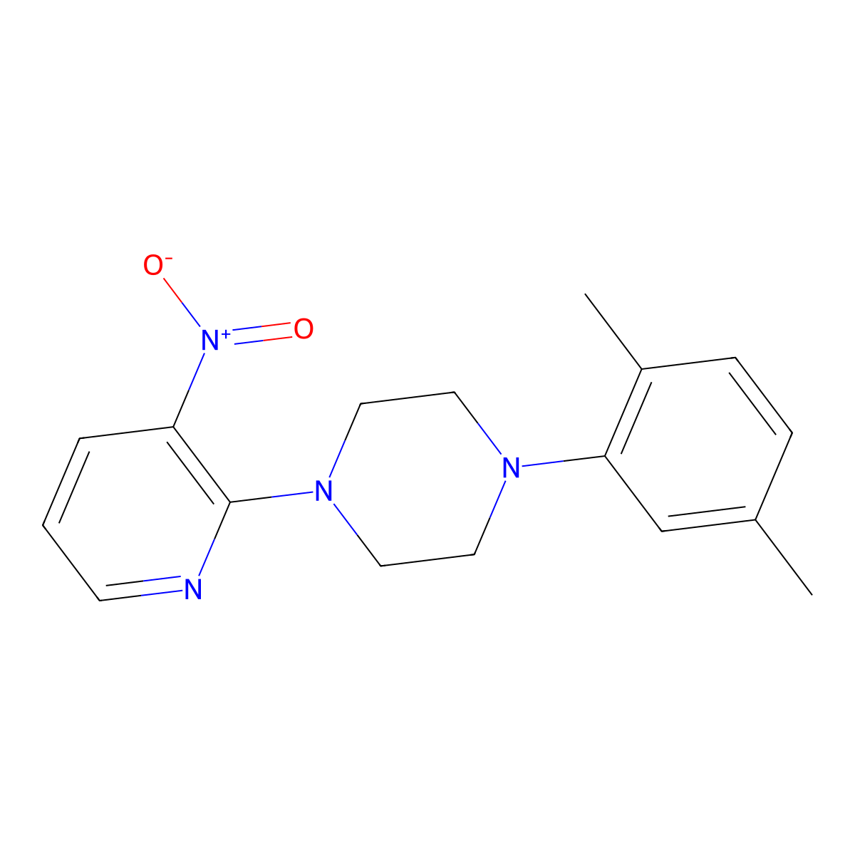 1-(2,5-Dimethylphenyl)-4-(3-nitropyridin-2-yl)piperazine molecular structure, CAS 400088-95-1