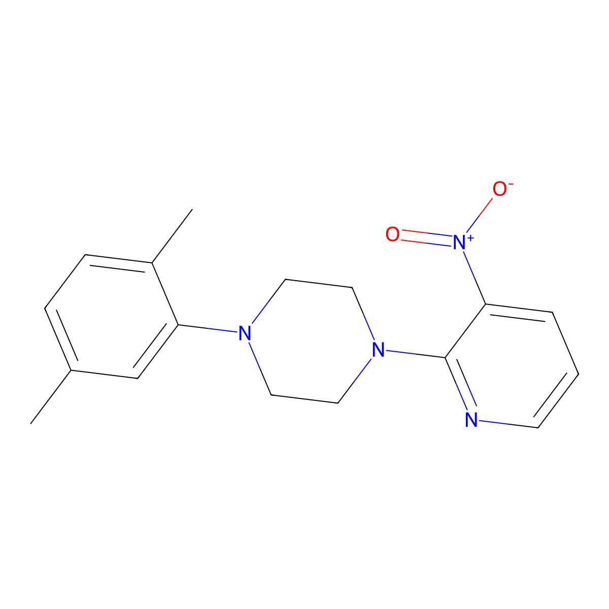 1-(2,5-Dimethylphenyl)-4-(3-nitropyridin-2-yl)piperazine molecular structure, CAS 400088-95-1
