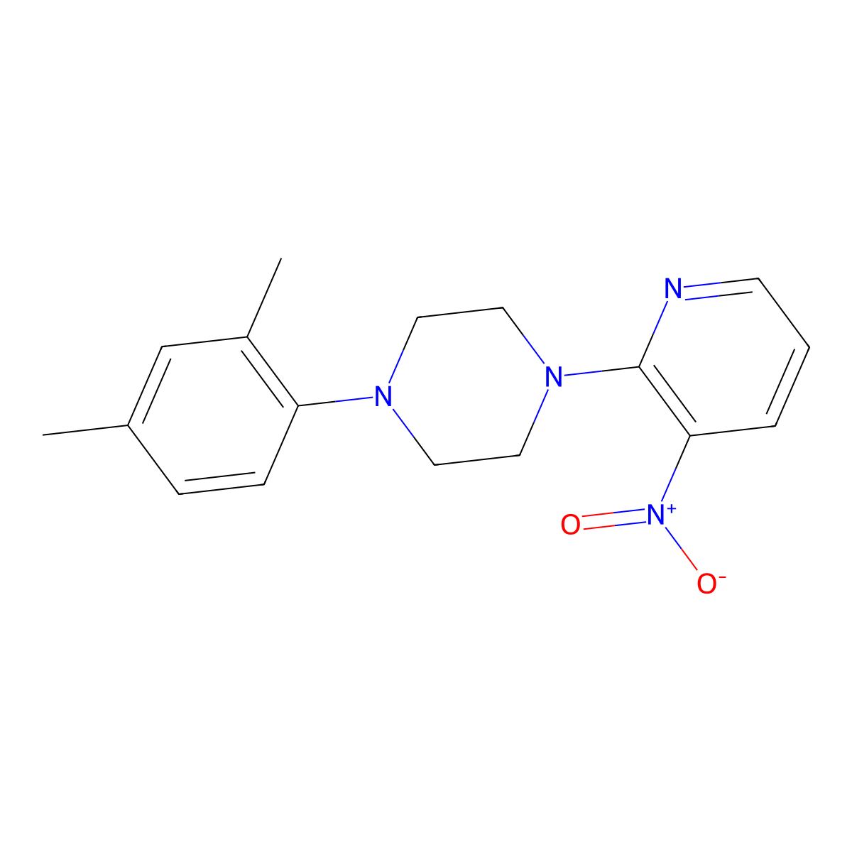1-(2,4-Dimethylphenyl)-4-(3-nitropyridin-2-yl)piperazine molecular structure, CAS 400089-01-2