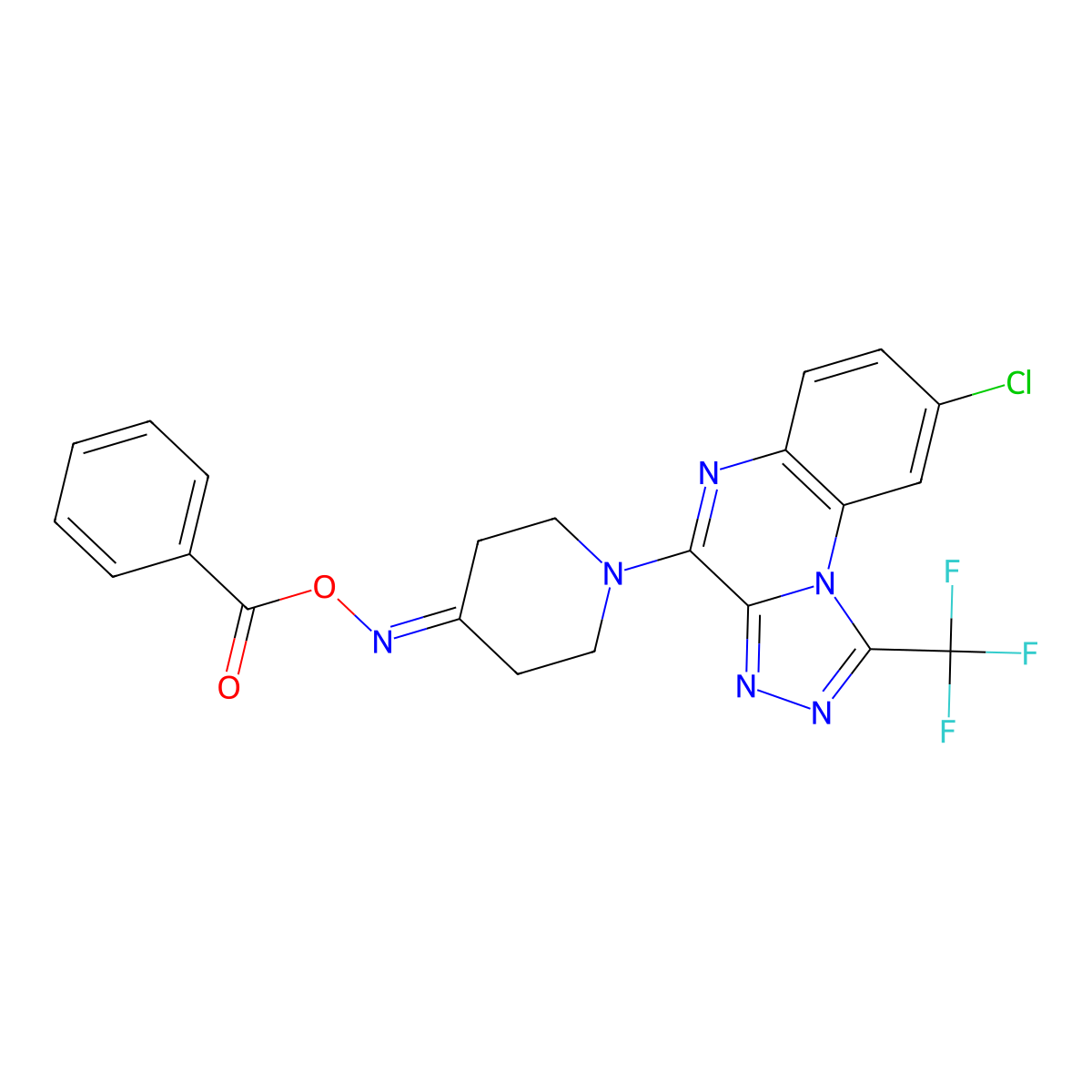 4-{4-[(Benzoyloxy)imino]piperidino}-8-chloro-1-(trifluoromethyl)[1,2,4]triazolo[4,3-a]quinoxaline molecular structure, CAS 400089-14-7
