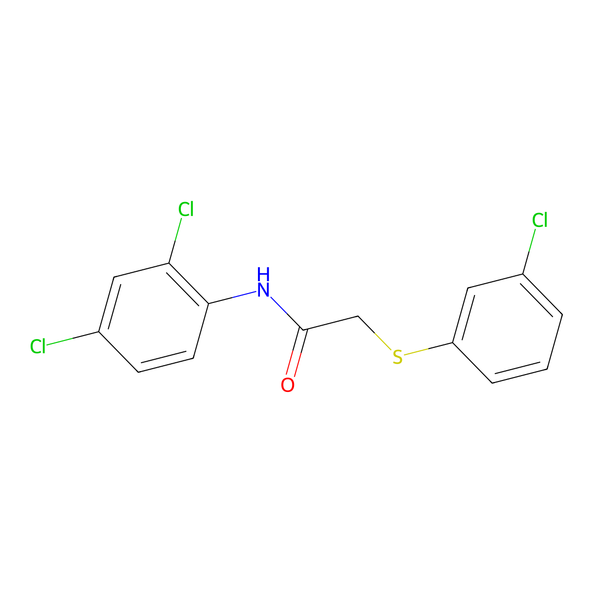 2-[(3-chlorophenyl)sulfanyl]-N-(2,4-dichlorophenyl)acetamide molecular structure, CAS 400089-21-6