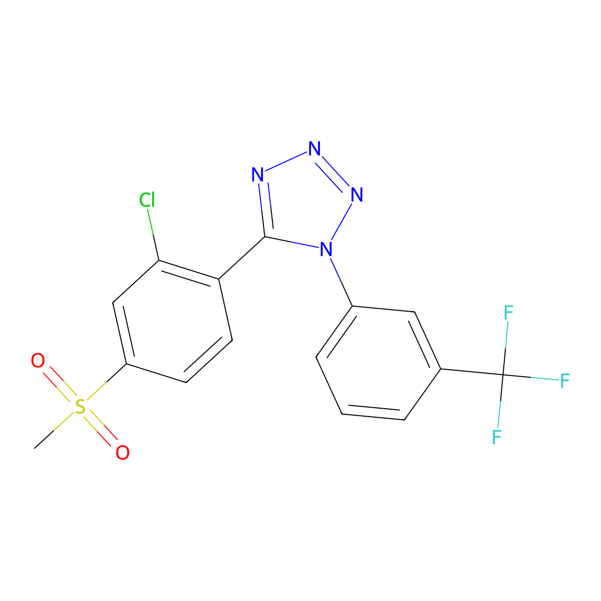 5-[2-chloro-4-(methylsulfonyl)phenyl]-1-[3-(trifluoromethyl)phenyl]-1H-1,2,3,4-tetraazole molecular structure, CAS 400089-23-8