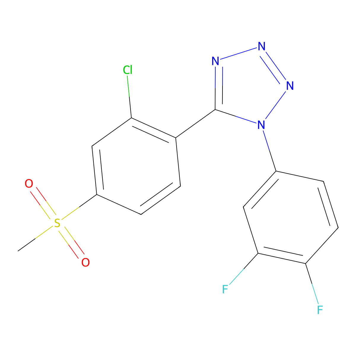 5-[2-chloro-4-(methylsulfonyl)phenyl]-1-(3,4-difluorophenyl)-1H-1,2,3,4-tetraazole molecular structure, CAS 400089-25-0