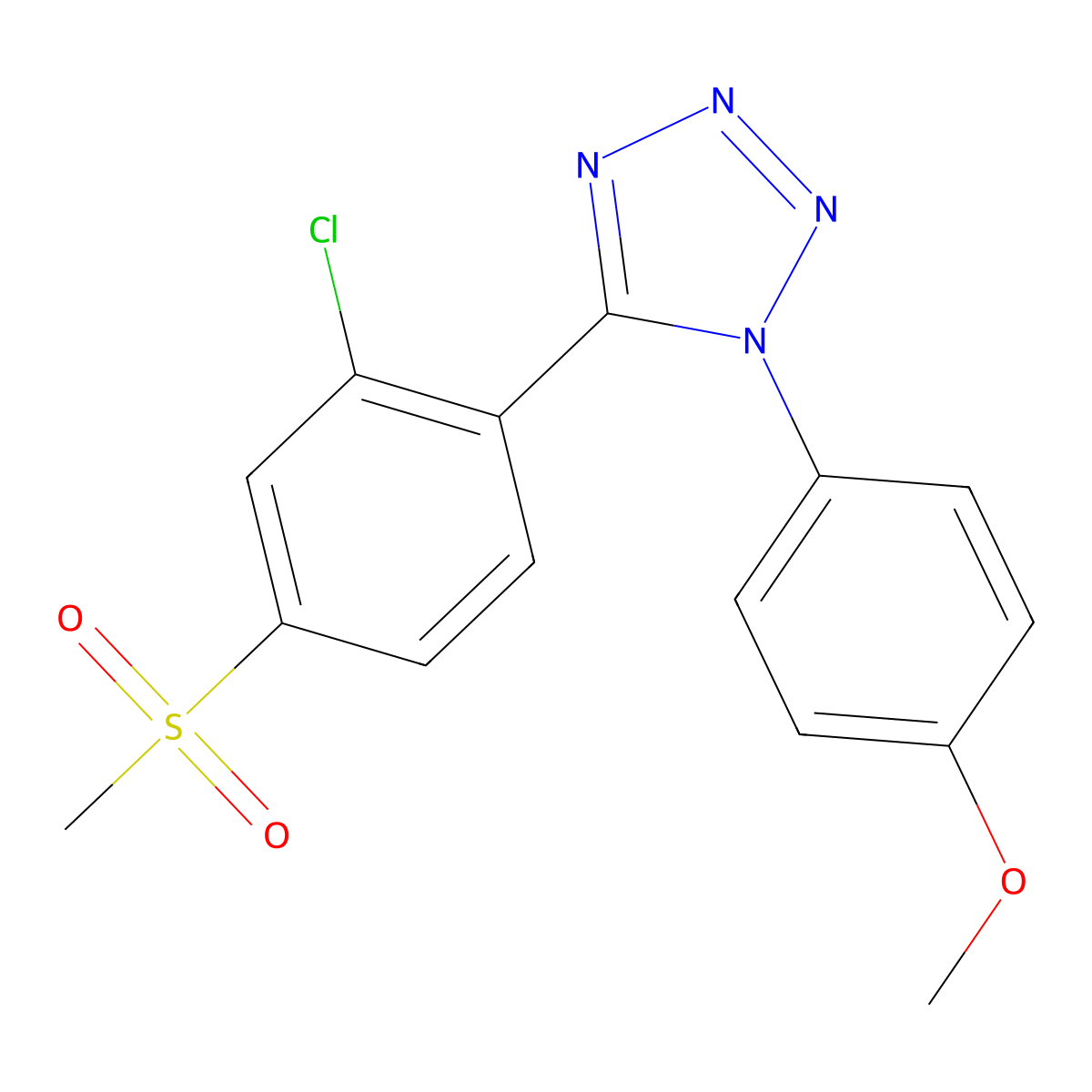 5-[2-chloro-4-(methylsulfonyl)phenyl]-1-(4-methoxyphenyl)-1H-1,2,3,4-tetraazole molecular structure, CAS 400089-26-1