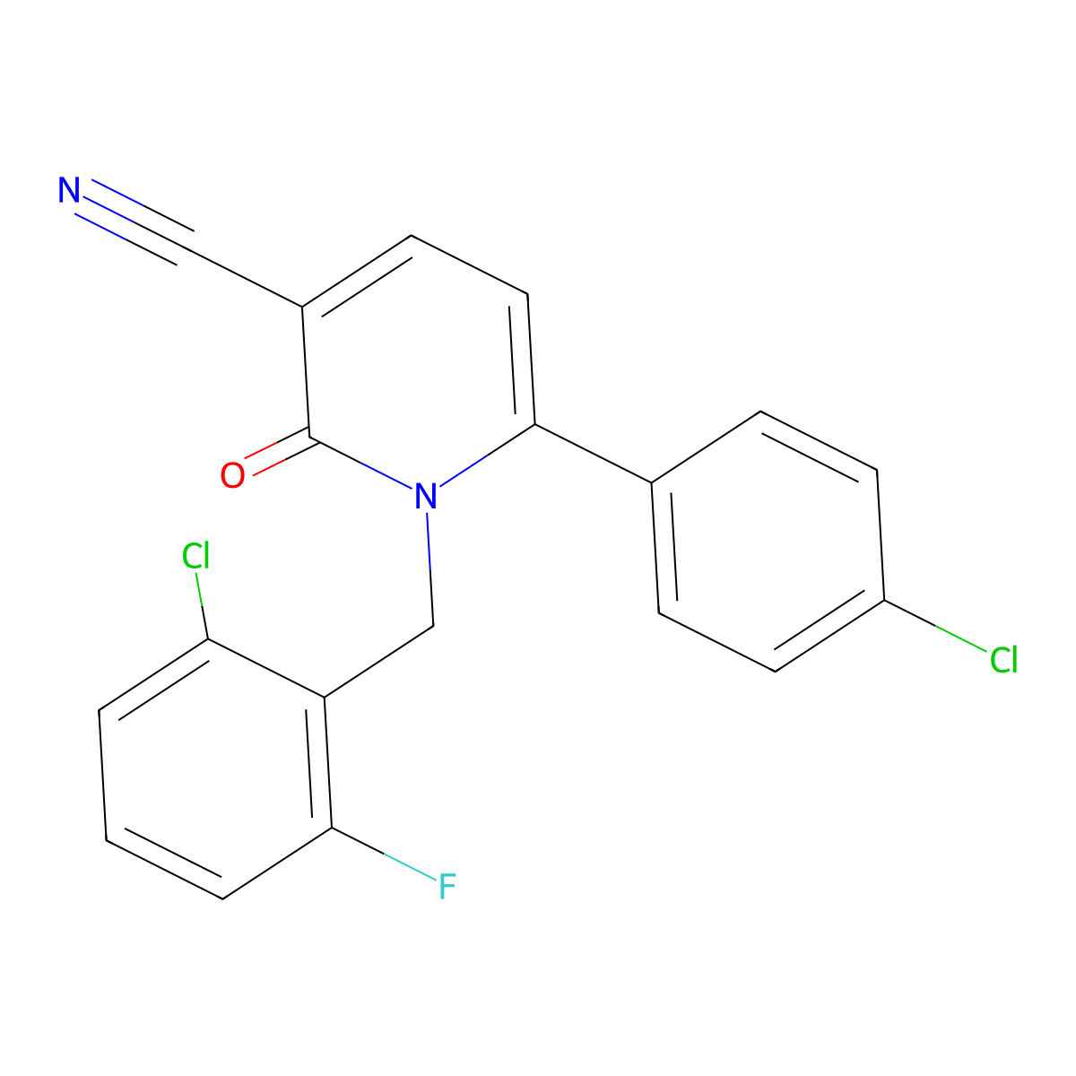 1-(2-Chloro-6-fluorobenzyl)-6-(4-chlorophenyl)-2-oxo-1,2-dihydro-3-pyridinecarbonitrile molecular structure, CAS 400089-27-2