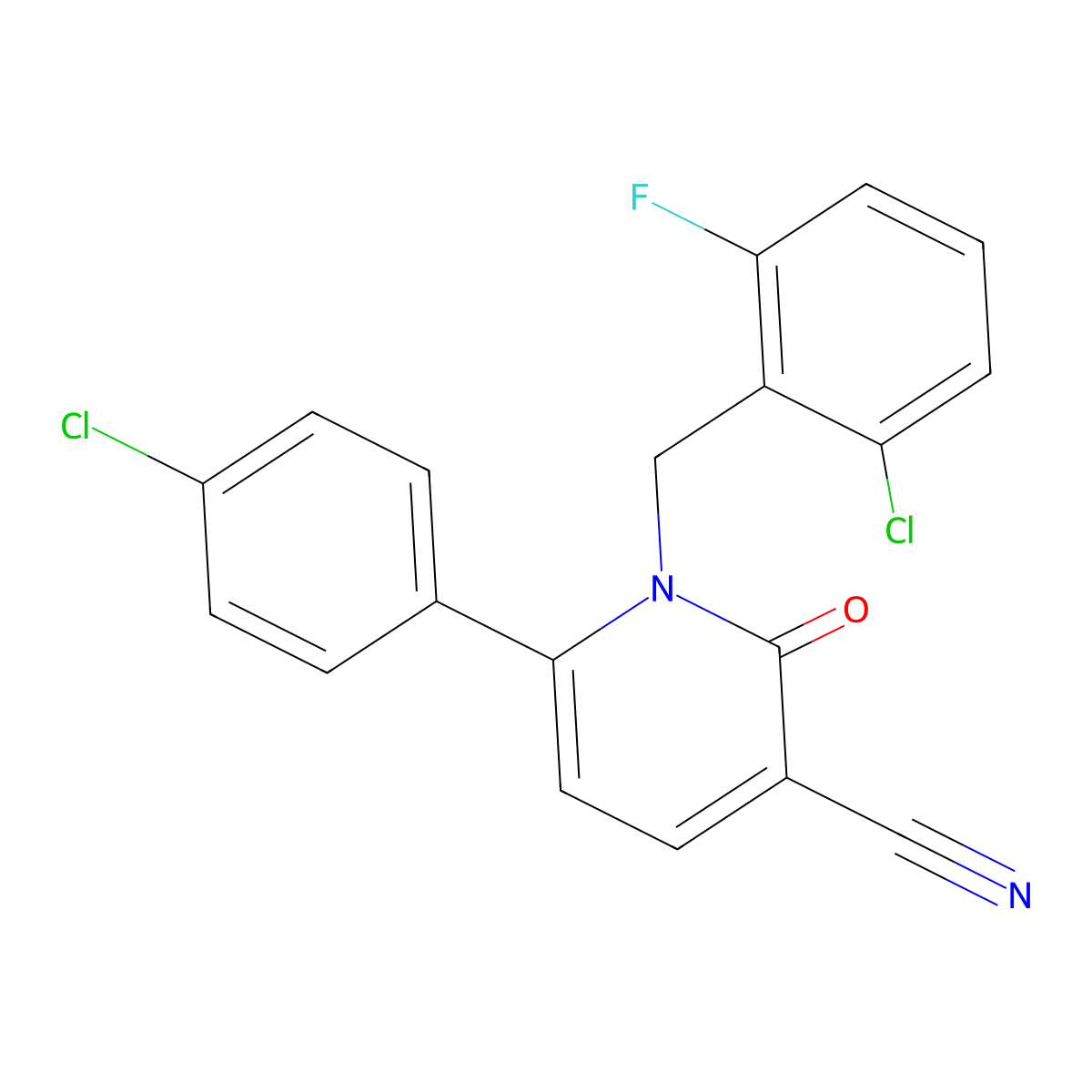 1-(2-Chloro-6-fluorobenzyl)-6-(4-chlorophenyl)-2-oxo-1,2-dihydro-3-pyridinecarbonitrile molecular structure, CAS 400089-27-2