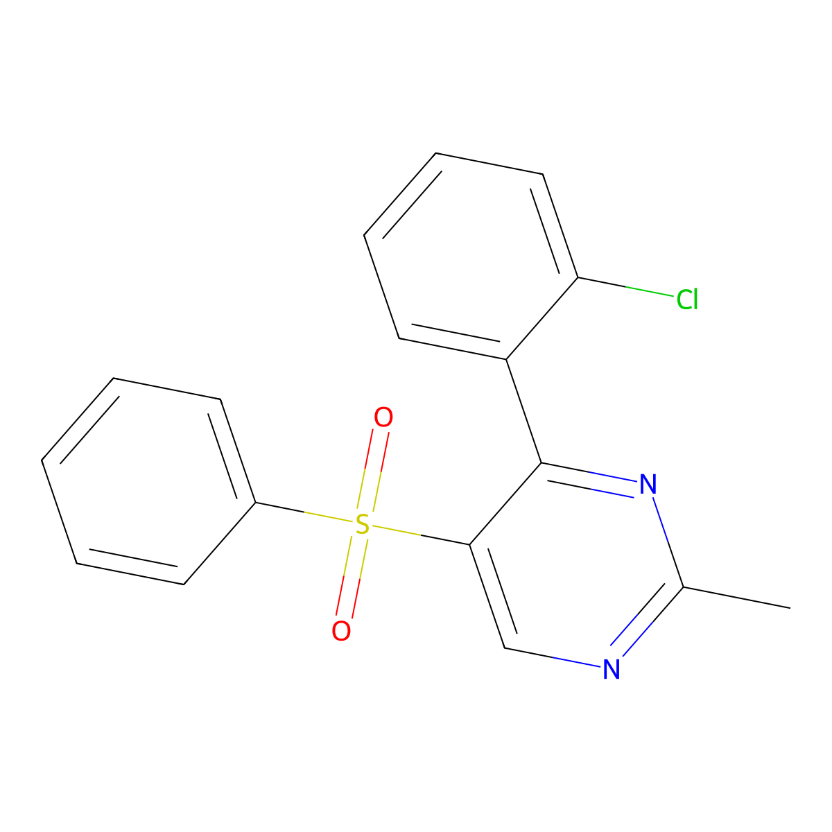 5-(Benzenesulfonyl)-4-(2-chlorophenyl)-2-methylpyrimidine molecular structure, CAS 400089-29-4