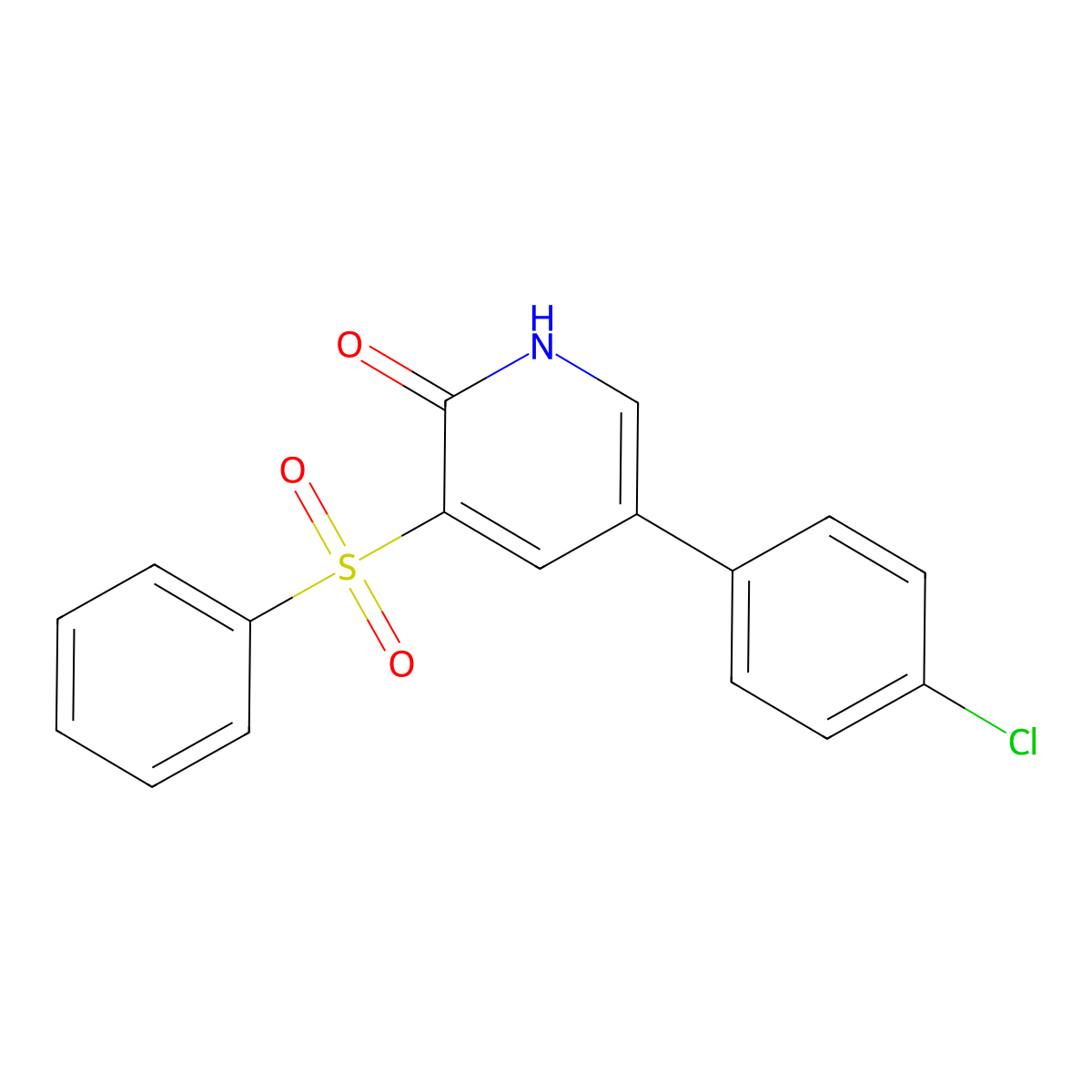 5-(4-chlorophenyl)-3-(phenylsulfonyl)-2(1H)-pyridinone molecular structure, CAS 400089-33-0