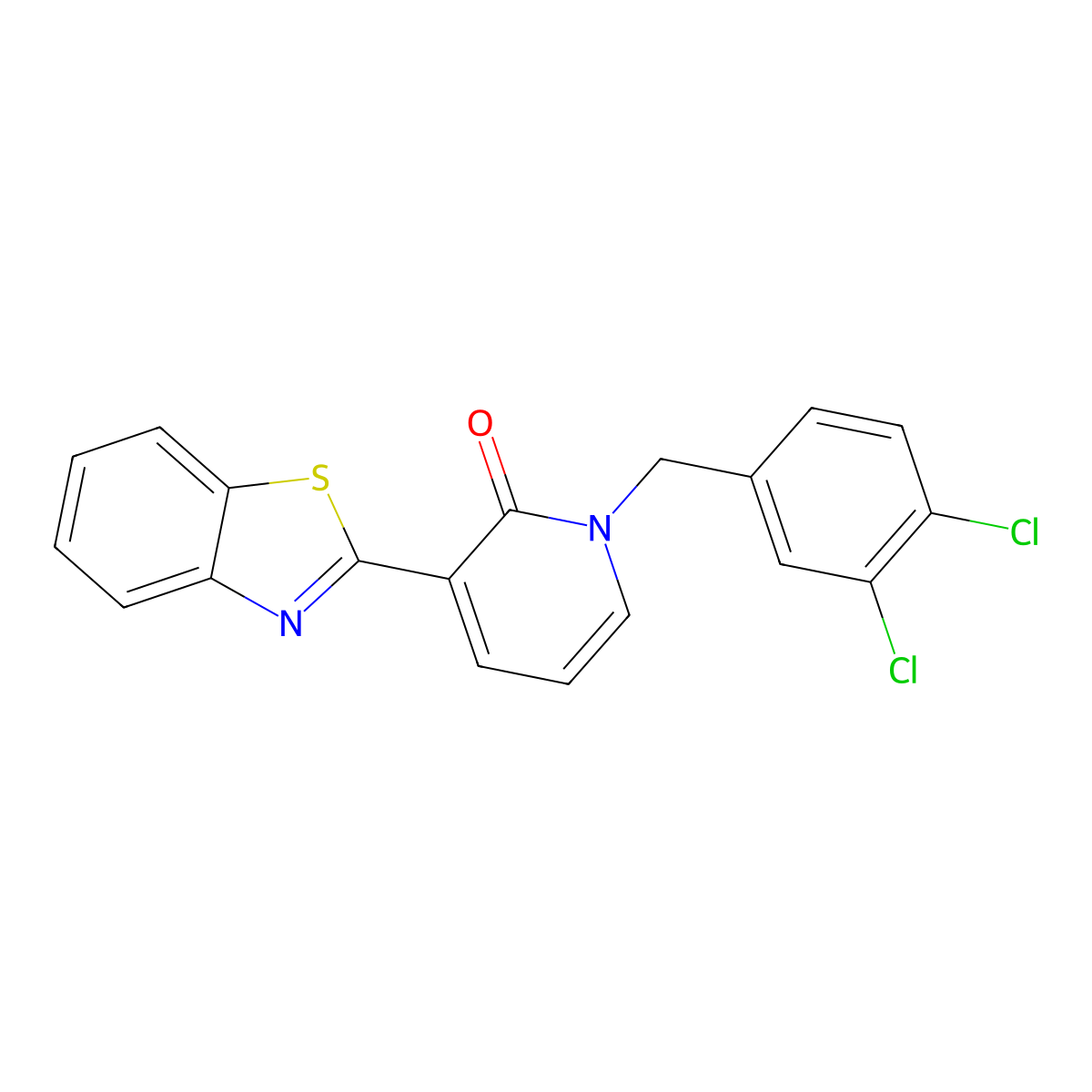 3-(1,3-benzothiazol-2-yl)-1-(3,4-dichlorobenzyl)-2(1H)-pyridinone molecular structure, CAS 400089-34-1