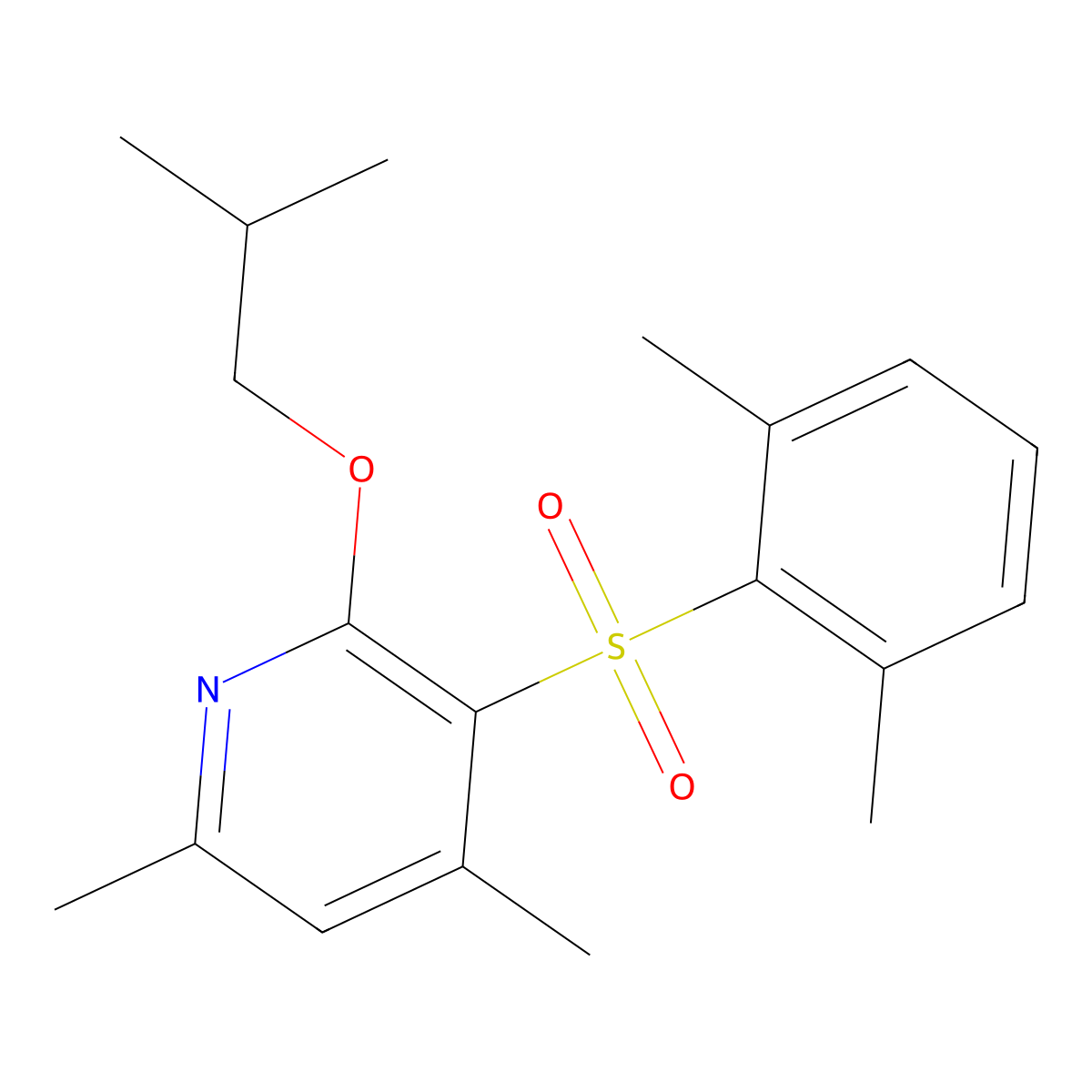 3-[(2,6-Dimethylphenyl)sulfonyl]-2-isobutoxy-4,6-dimethylpyridine molecular structure, CAS 400089-41-0