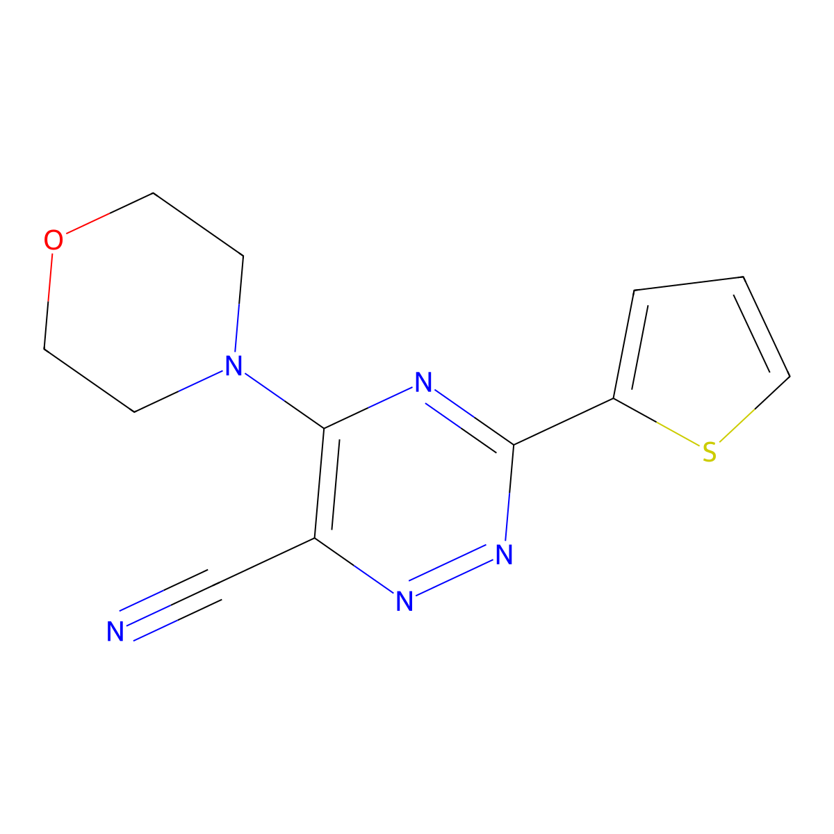 5-Morpholino-3-(2-thienyl)-1,2,4-triazine-6-carbonitrile molecular structure, CAS 400089-42-1