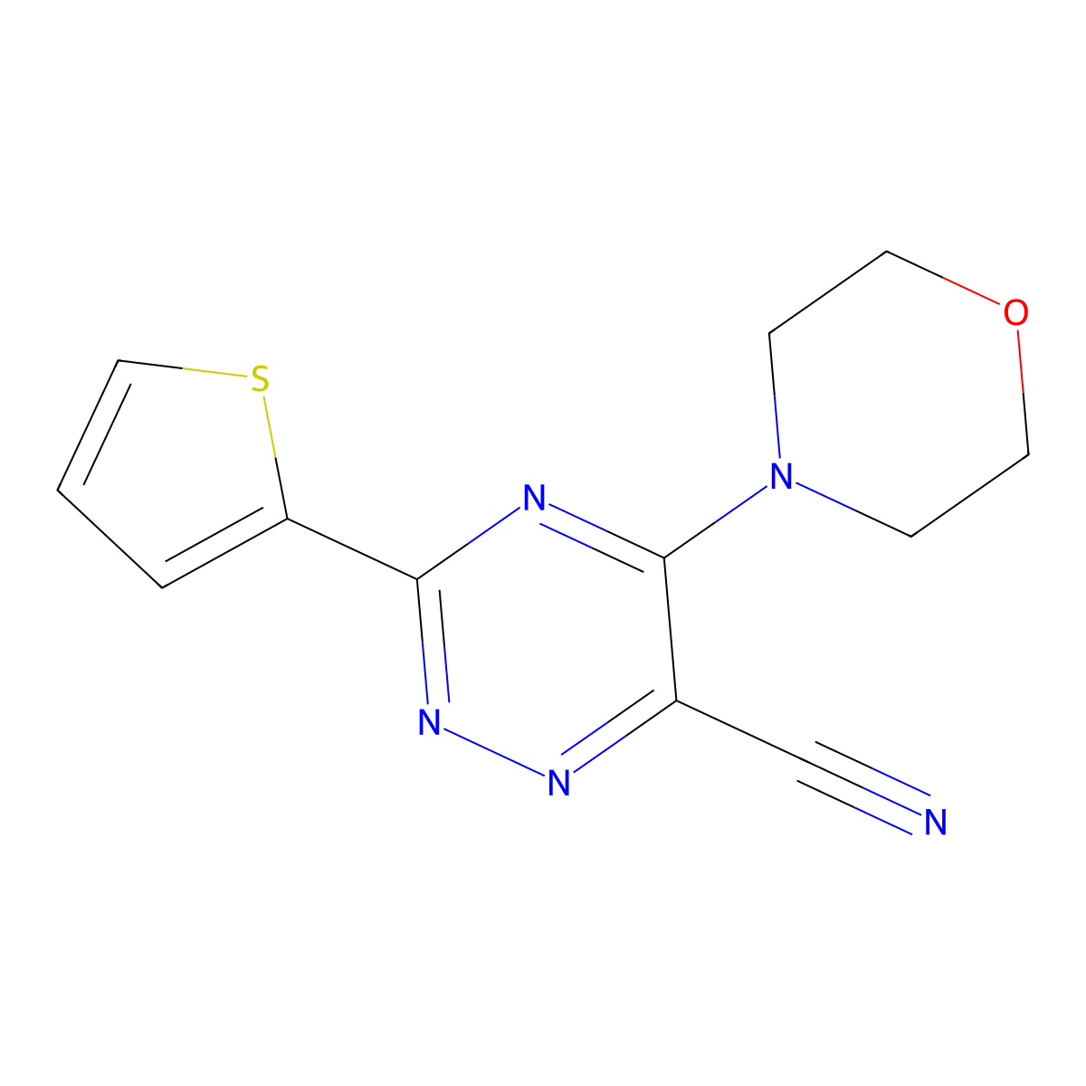 5-Morpholino-3-(2-thienyl)-1,2,4-triazine-6-carbonitrile molecular structure, CAS 400089-42-1