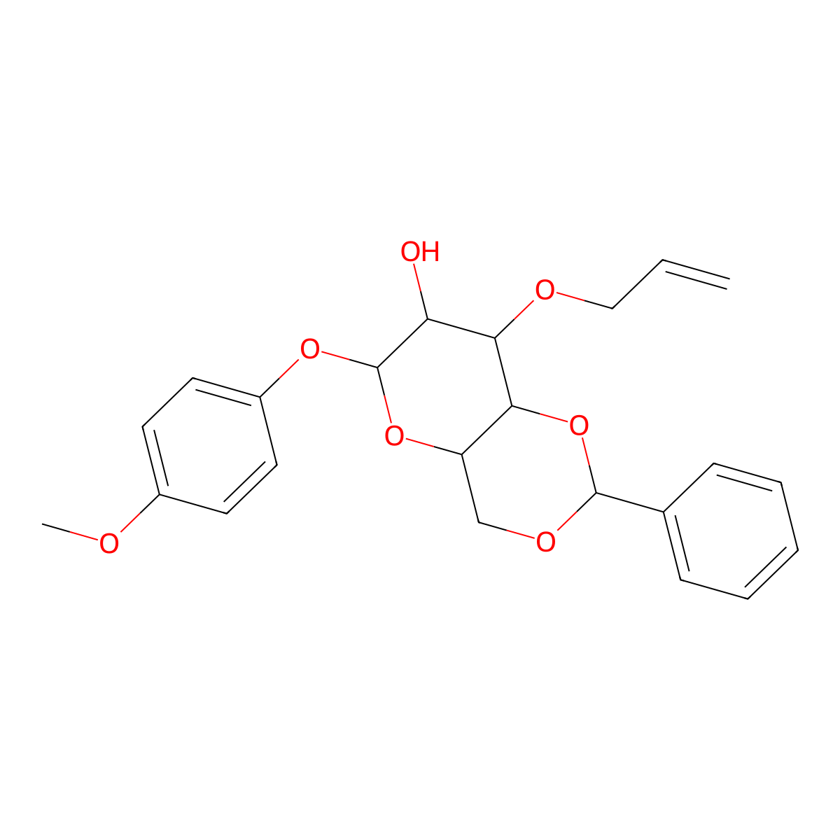 (4AR,6S,7R,8R,8aS)-8-(allyloxy)-6-(4-methoxyphenoxy)-2-phenylhexahydropyrano[3,2-d][1,3]dioxin-7-ol molecular structure, CAS 400091-05-6