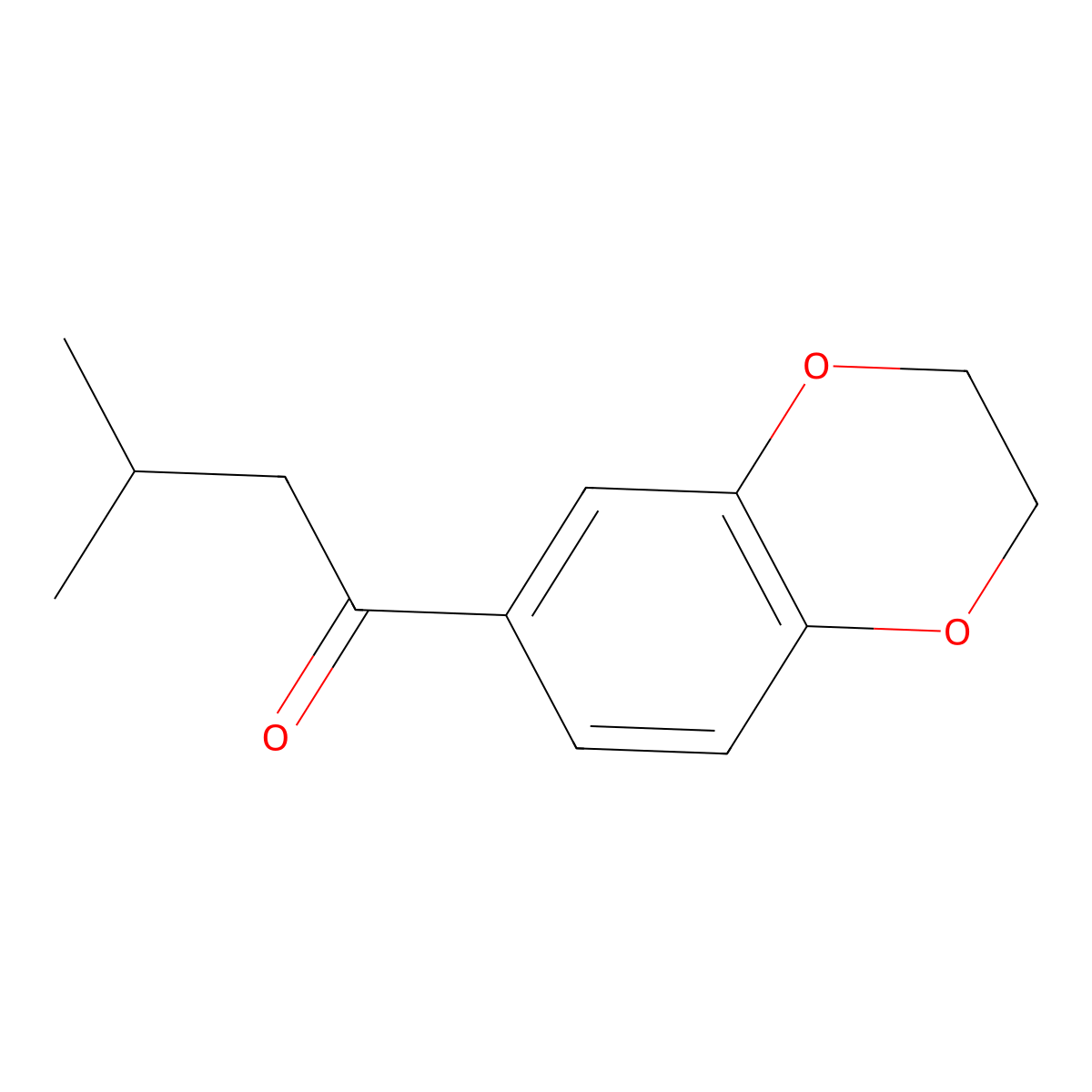 1-(2,3-Dihydro-1,4-benzodioxin-6-yl)-3-methylbutan-1-one molecular structure, CAS 40012-42-8