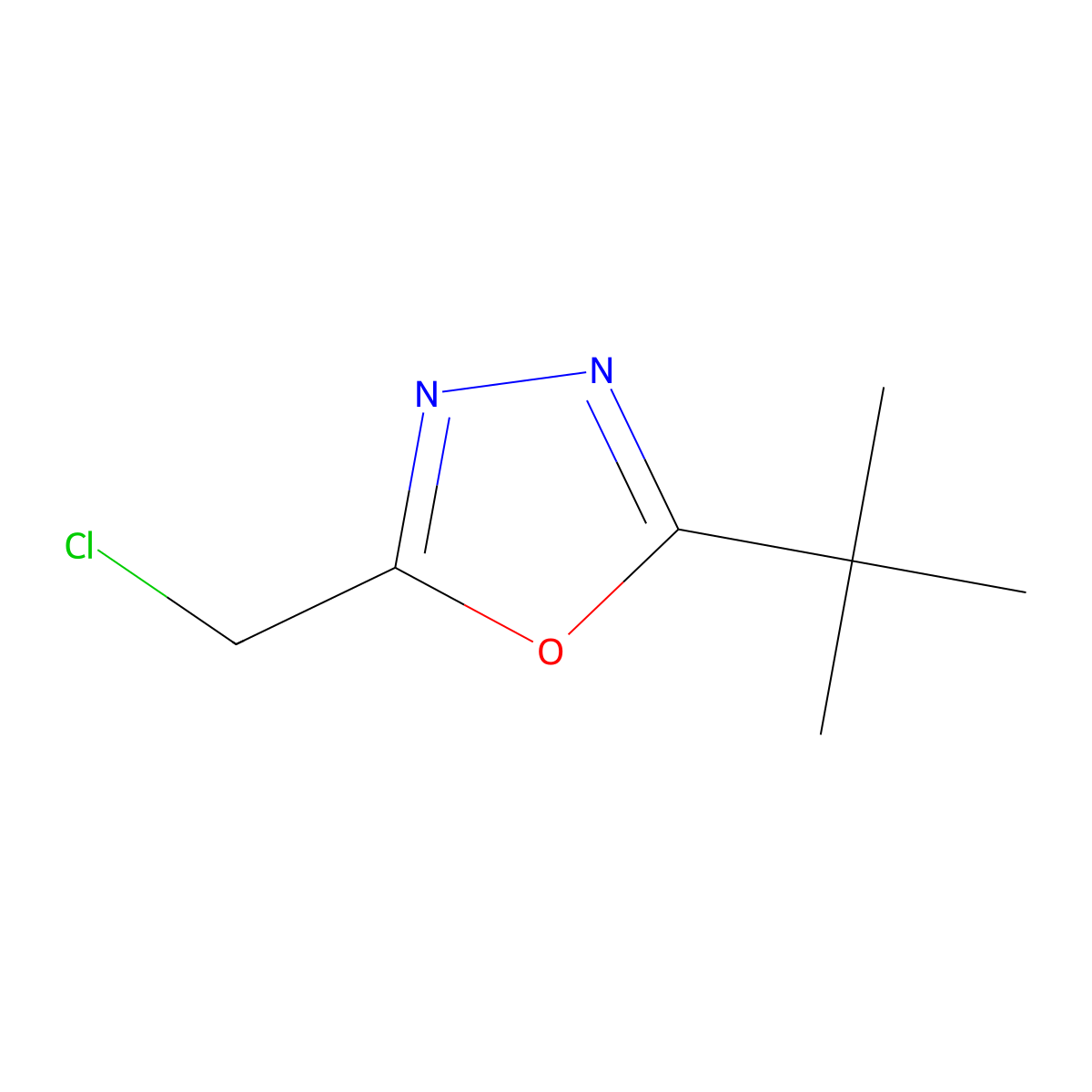 2-Tert-butyl-5-(chloromethyl)-1,3,4-oxadiazole molecular structure, CAS 40016-06-6