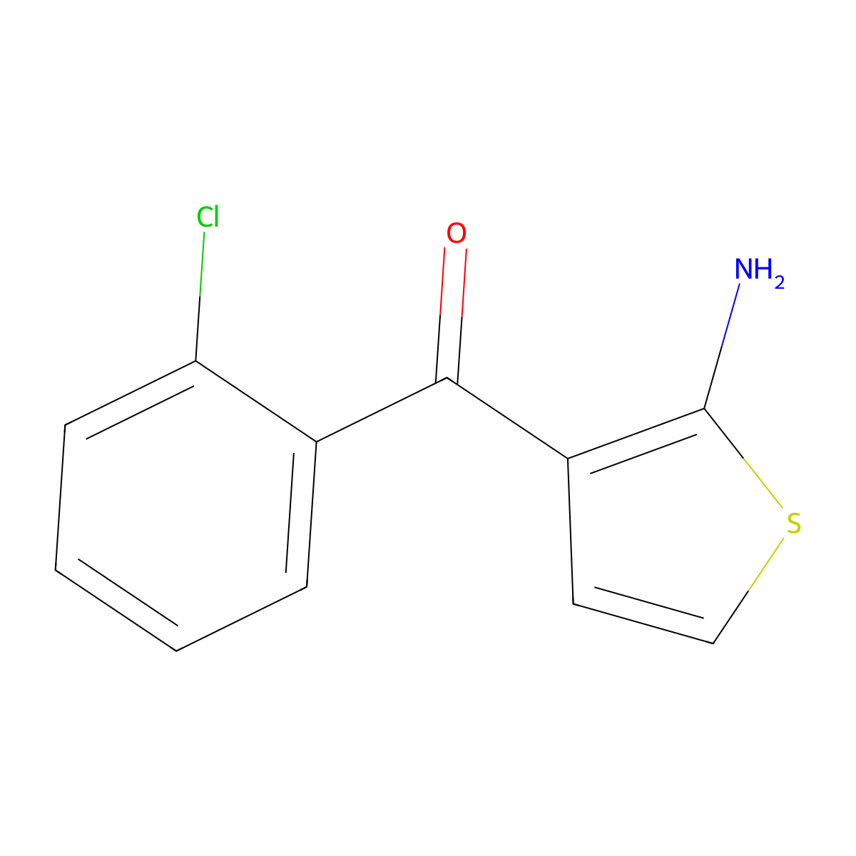 (2-Amino-3-thienyl)(2-chlorophenyl)methanone molecular structure, CAS 40017-58-1