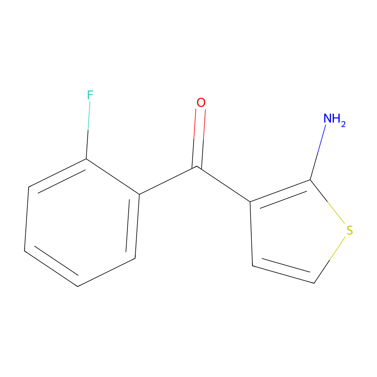 (2-Aminothiophen-3-YL)(2-fluorophenyl)methanone molecular structure, CAS 40017-70-7