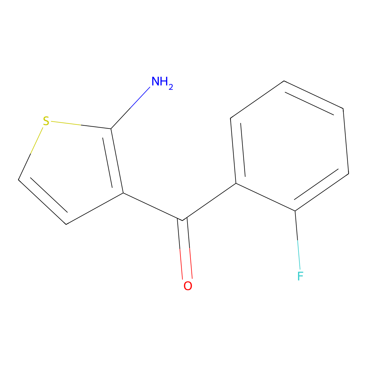 (2-Aminothiophen-3-YL)(2-fluorophenyl)methanone molecular structure, CAS 40017-70-7