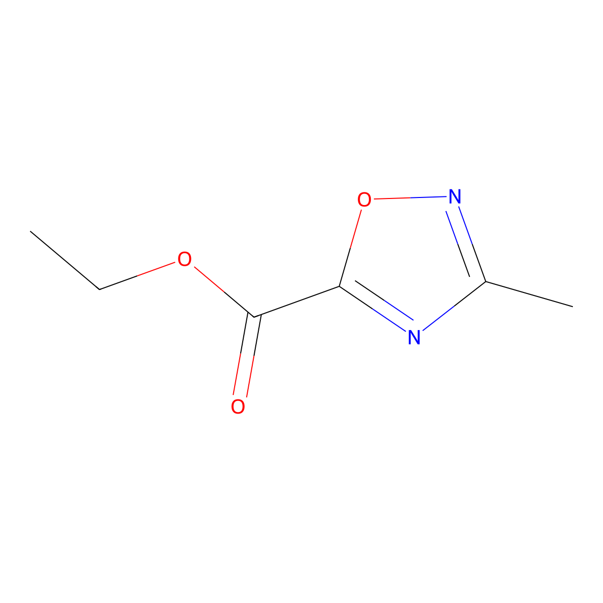 Ethyl 3-methyl-1,2,4-oxadiazole-5-carboxylate molecular structure, CAS 40019-21-4
