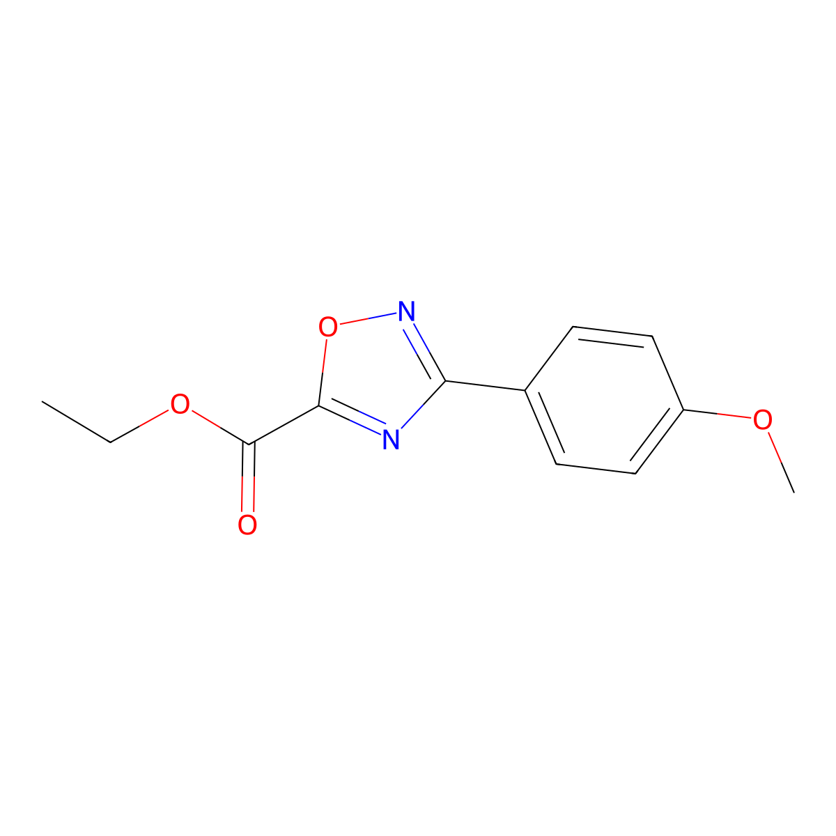 Ethyl 3-(4-methoxyphenyl)-1,2,4-oxadiazole-5-carboxylate molecular structure, CAS 40019-25-8