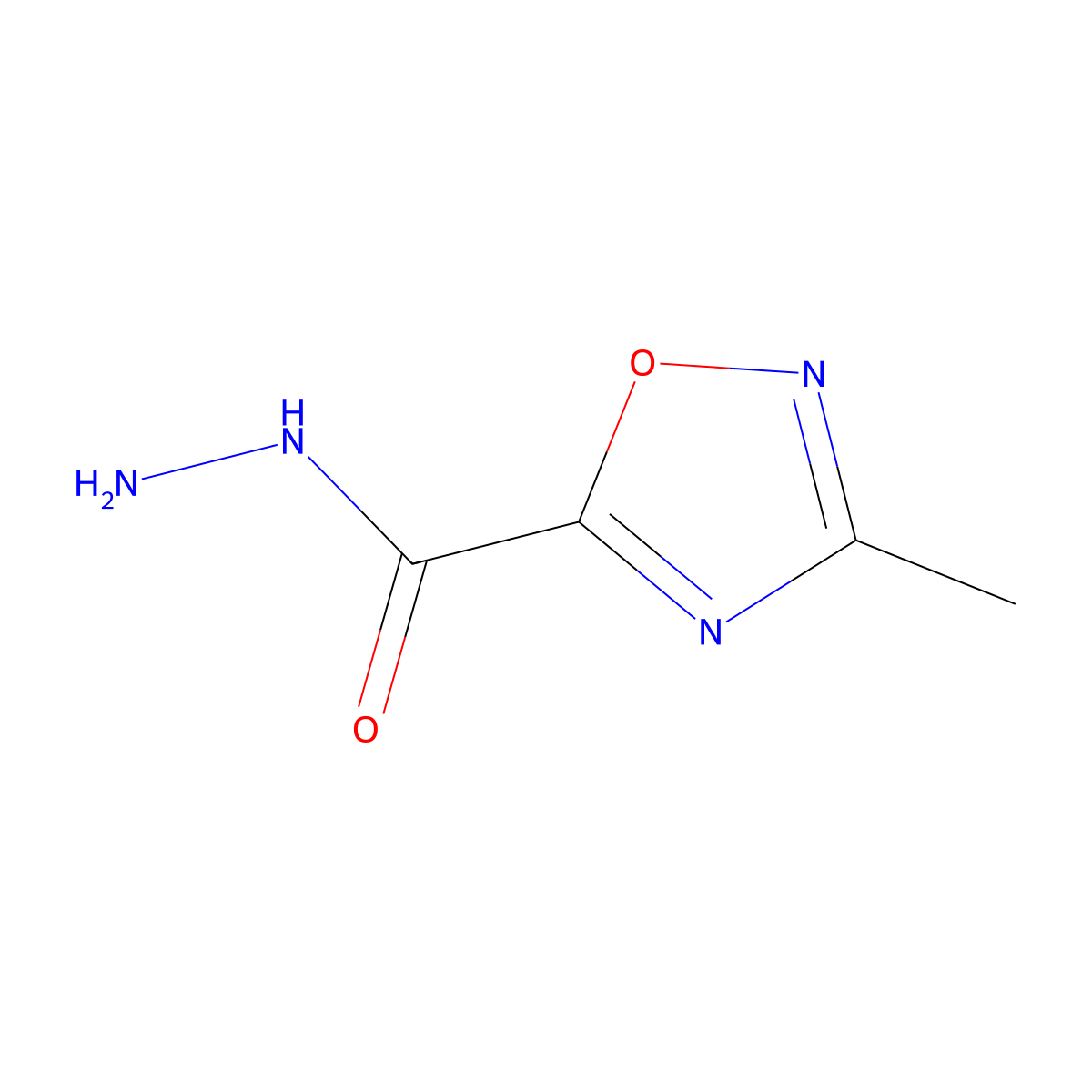 3-Methyl-1,2,4-oxadiazole-5-carbohydrazide molecular structure, CAS 40019-29-2
