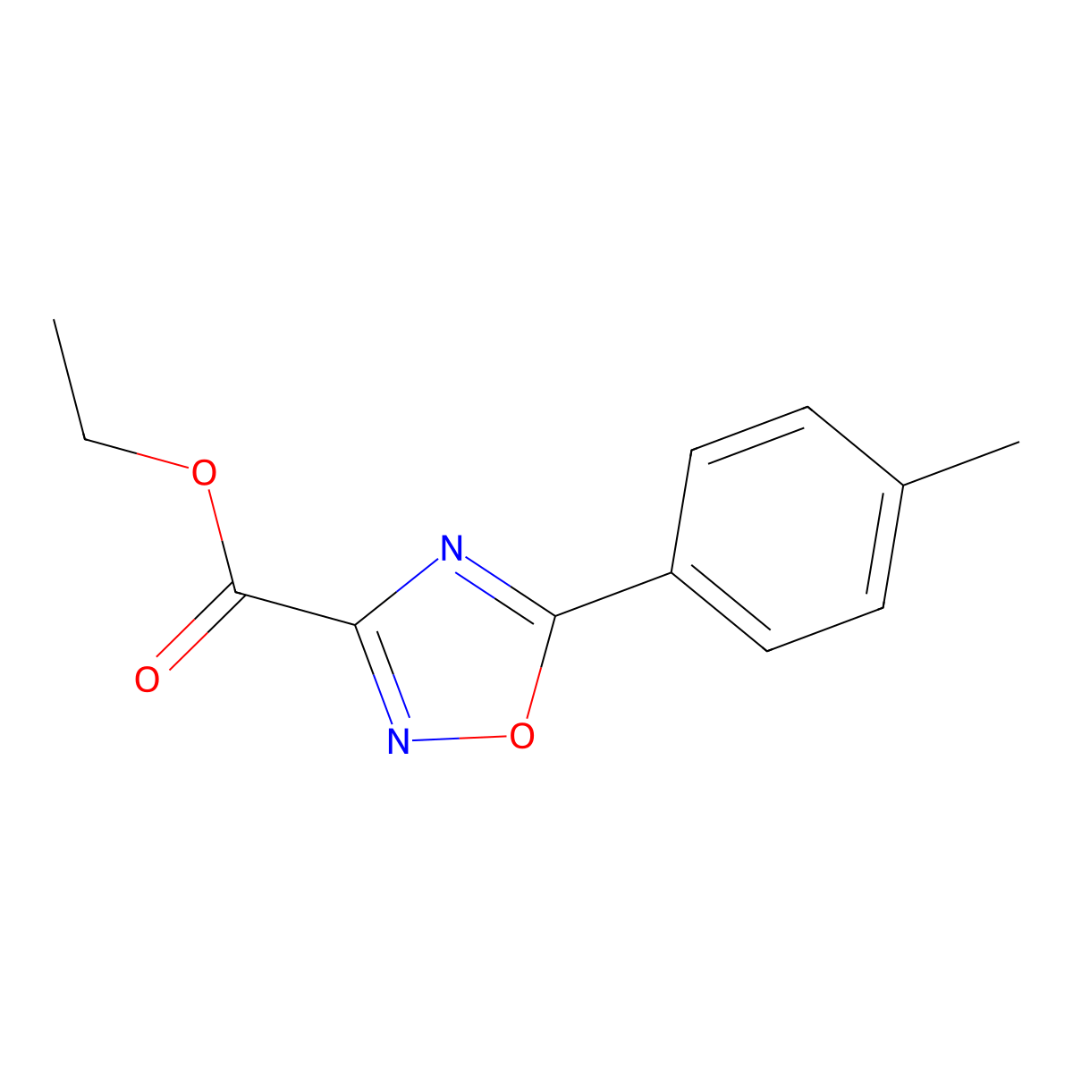 Ethyl 5-p-tolyl-[1,2,4]oxadiazole-3-carboxylate molecular structure, CAS 40019-34-9